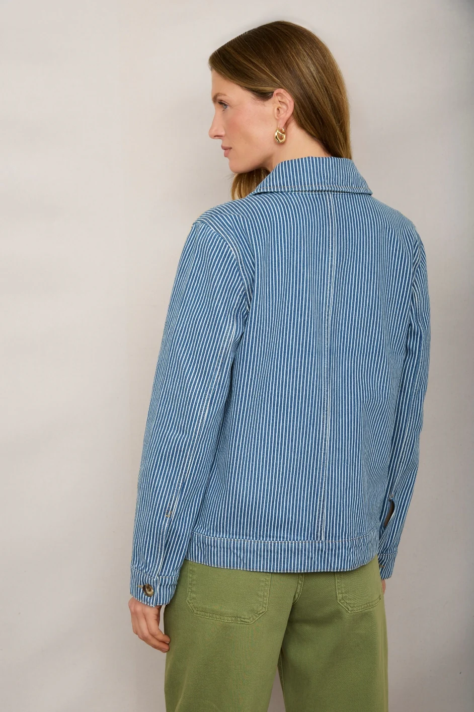 Ada Denim Jacket - Blue/Ivory Stripe - Image 3