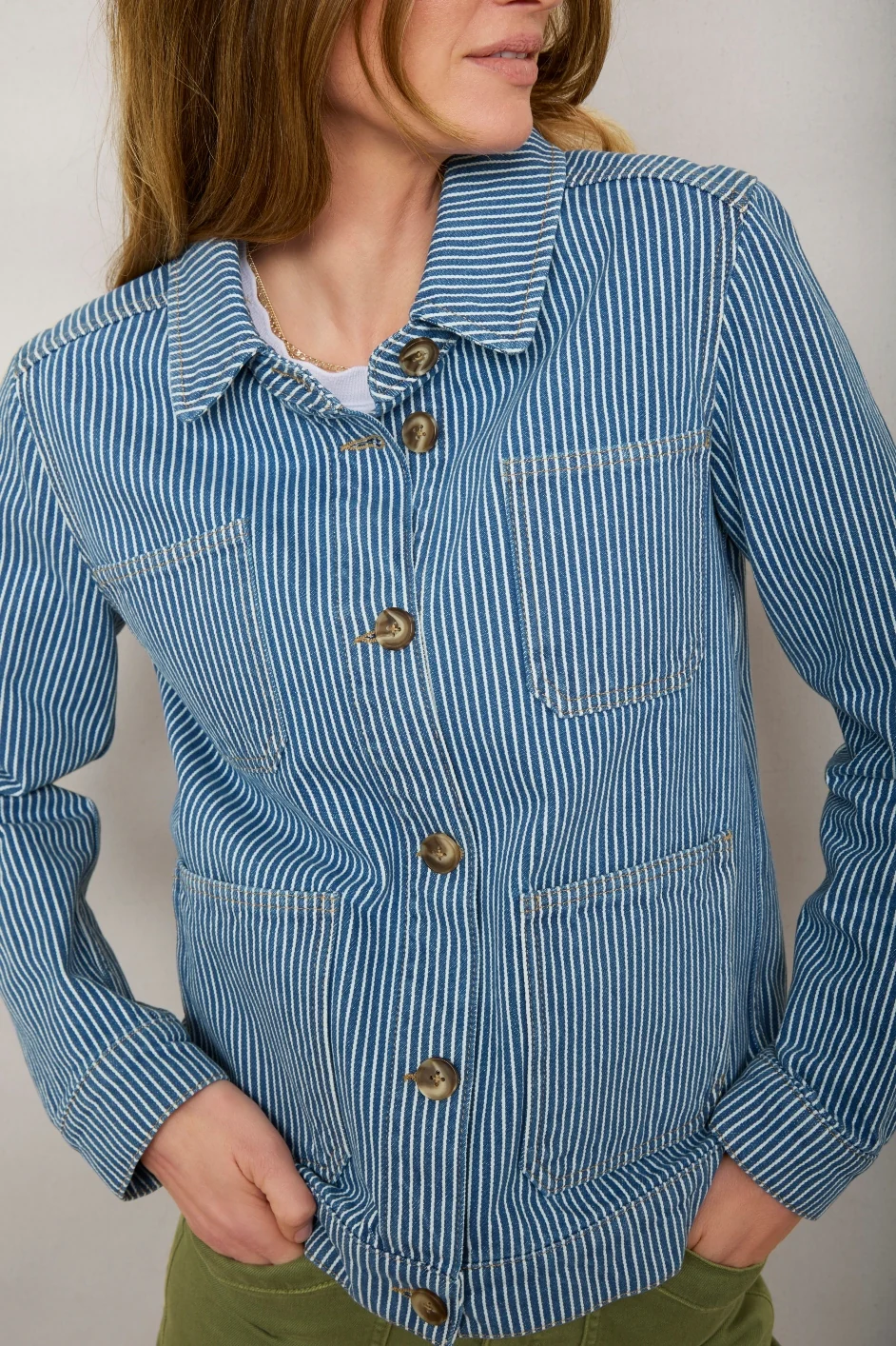 Ada Denim Jacket - Blue/Ivory Stripe - Image 4