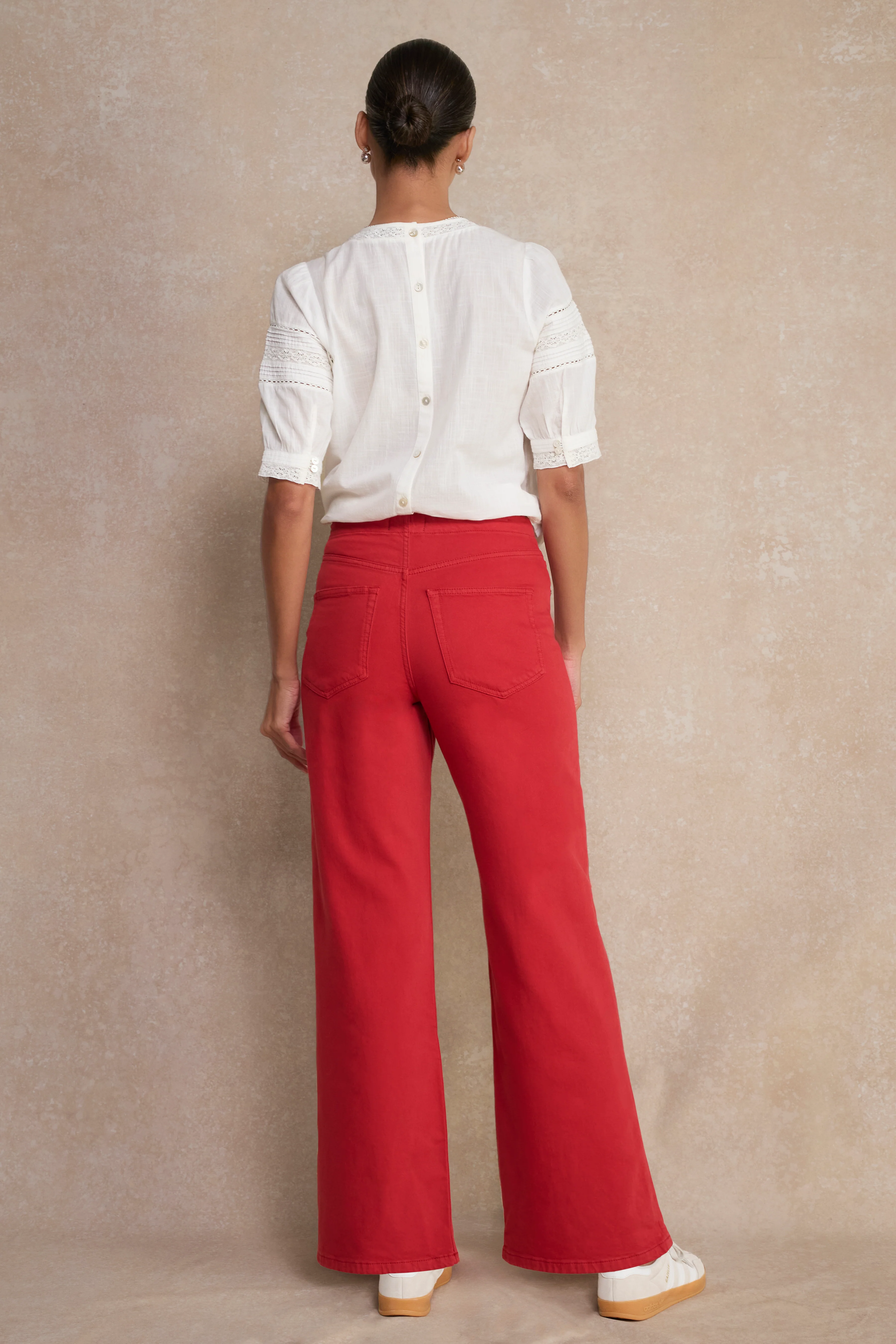 Alana Straight Leg Drawcord Jean - Red - Image 4