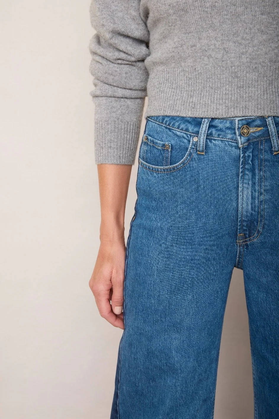 Alexa Side Stripe Flare Jean - Mid Wash - Image 4