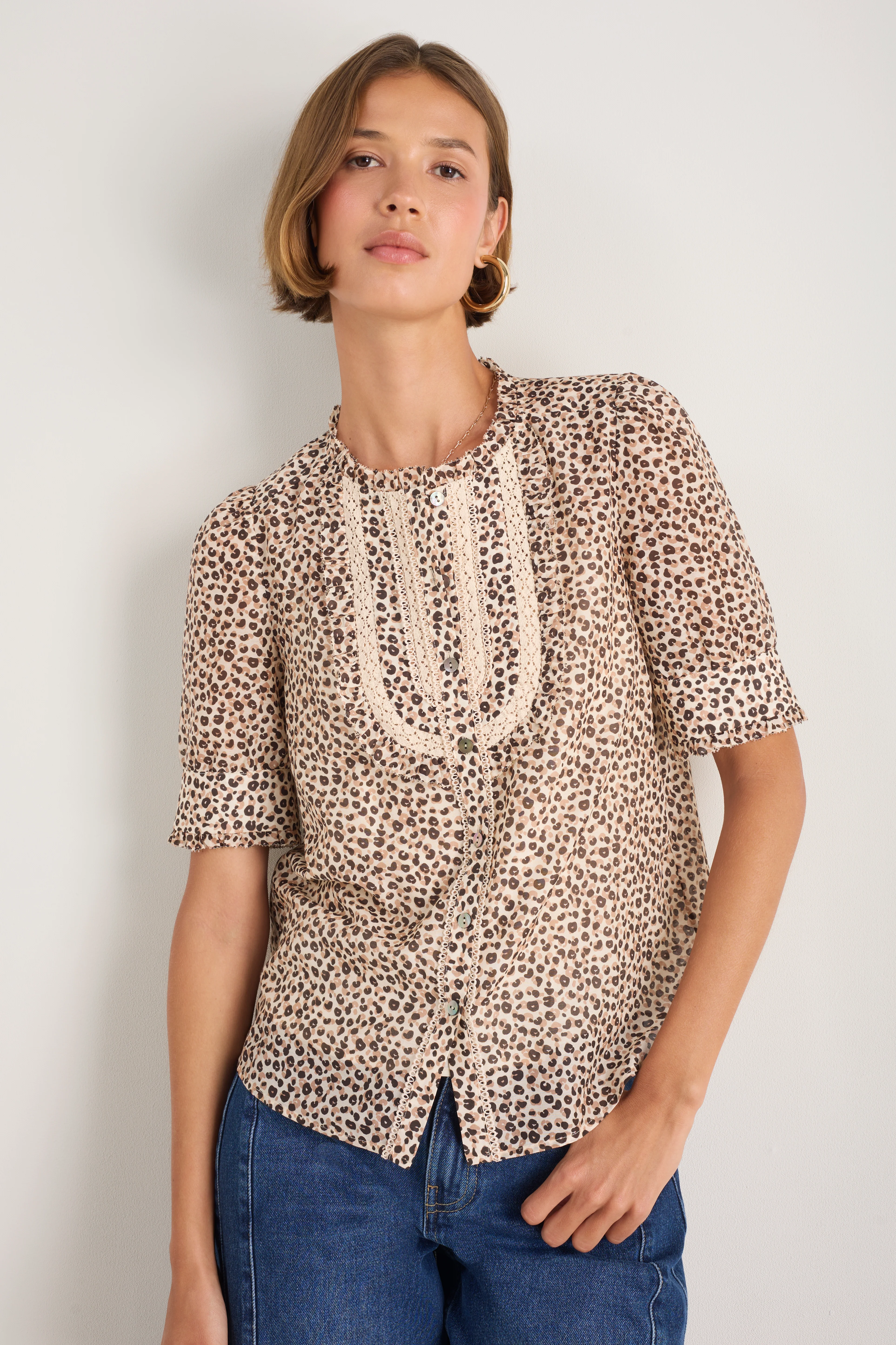 Alexa Silk Blend Blouse - Leopard - Image 3