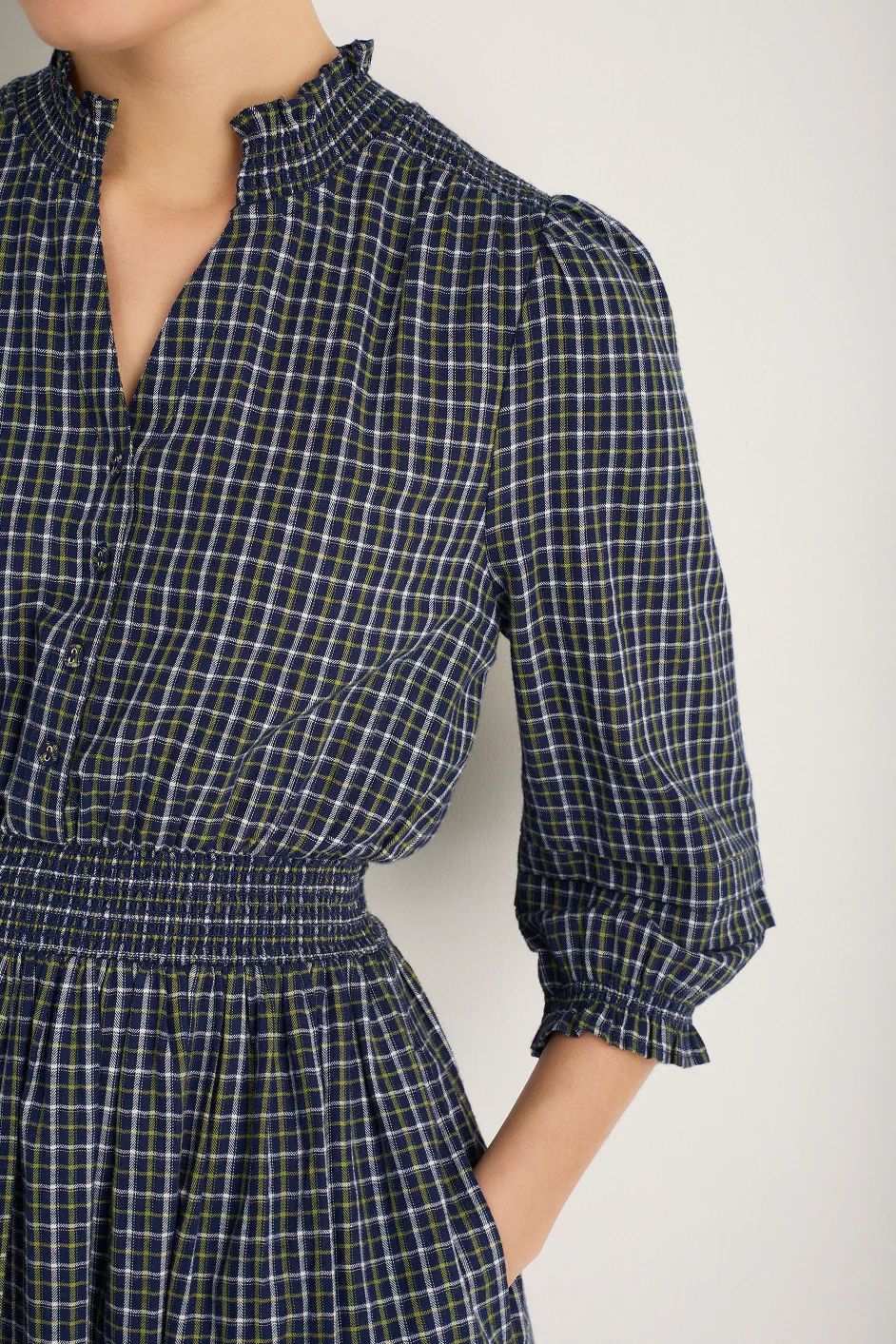 Alina Dress - Midnight/Green Check - Image 2