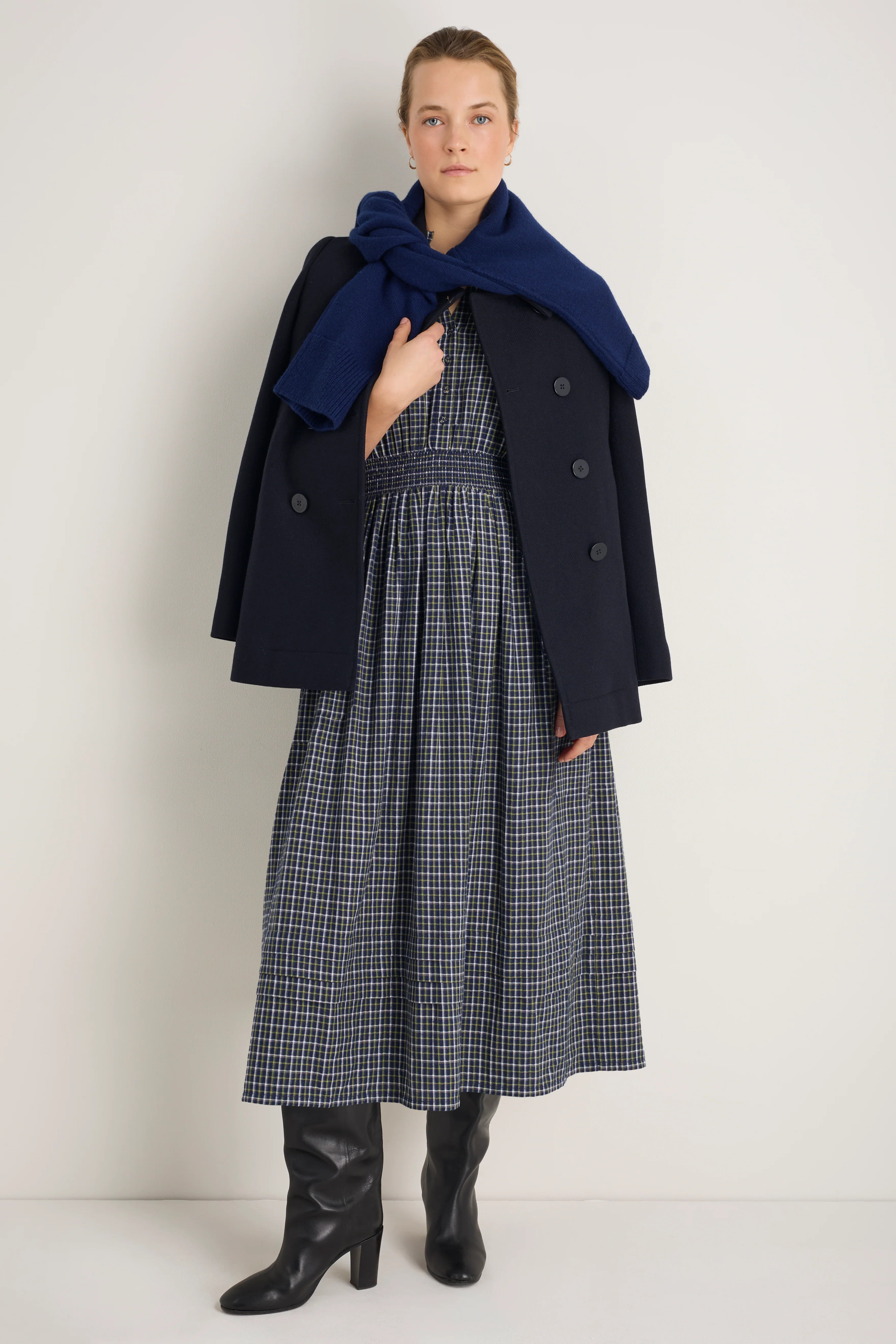 Alina Dress - Midnight/Green Check - Image 3