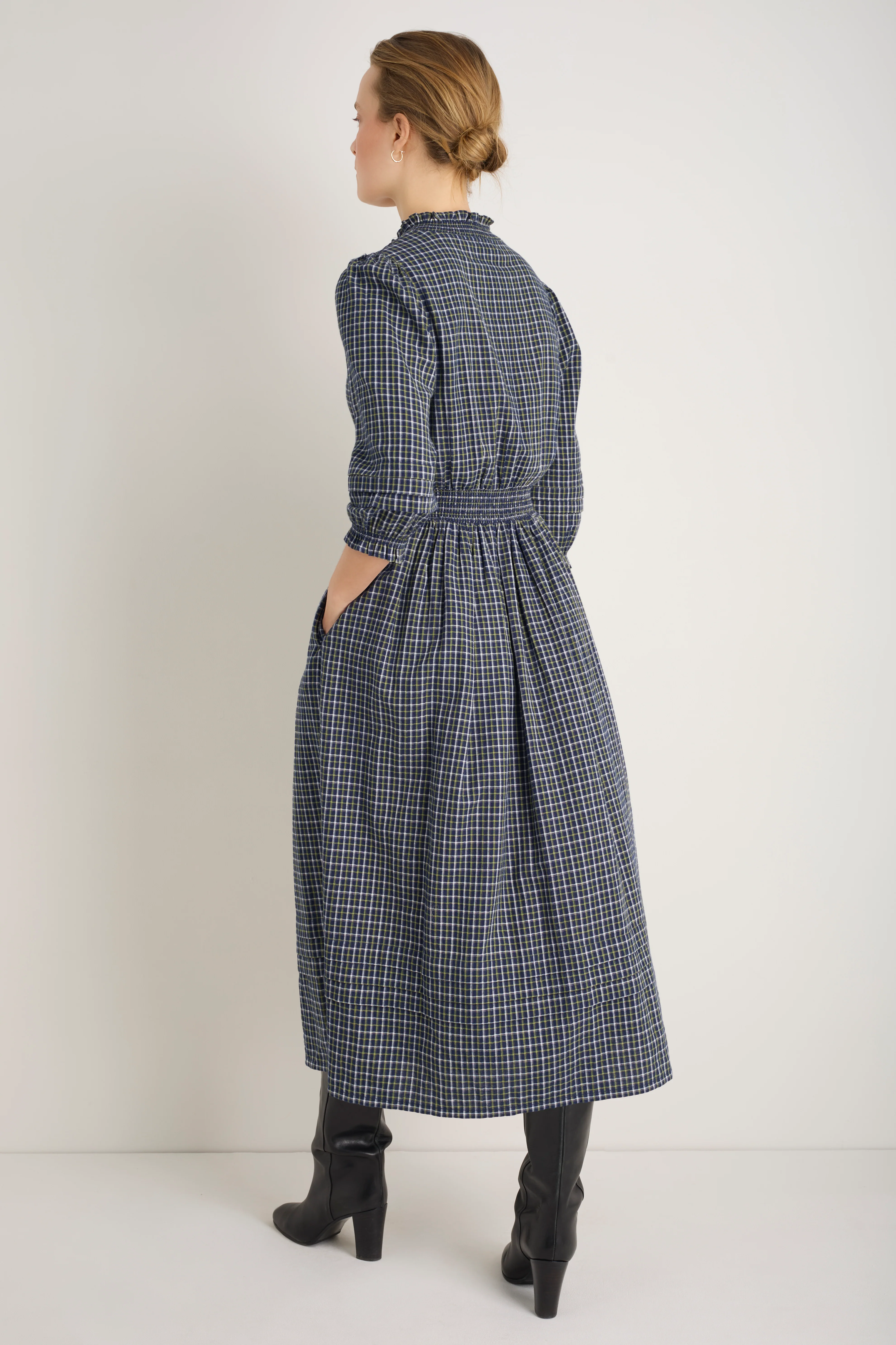 Alina Dress - Midnight/Green Check - Image 4