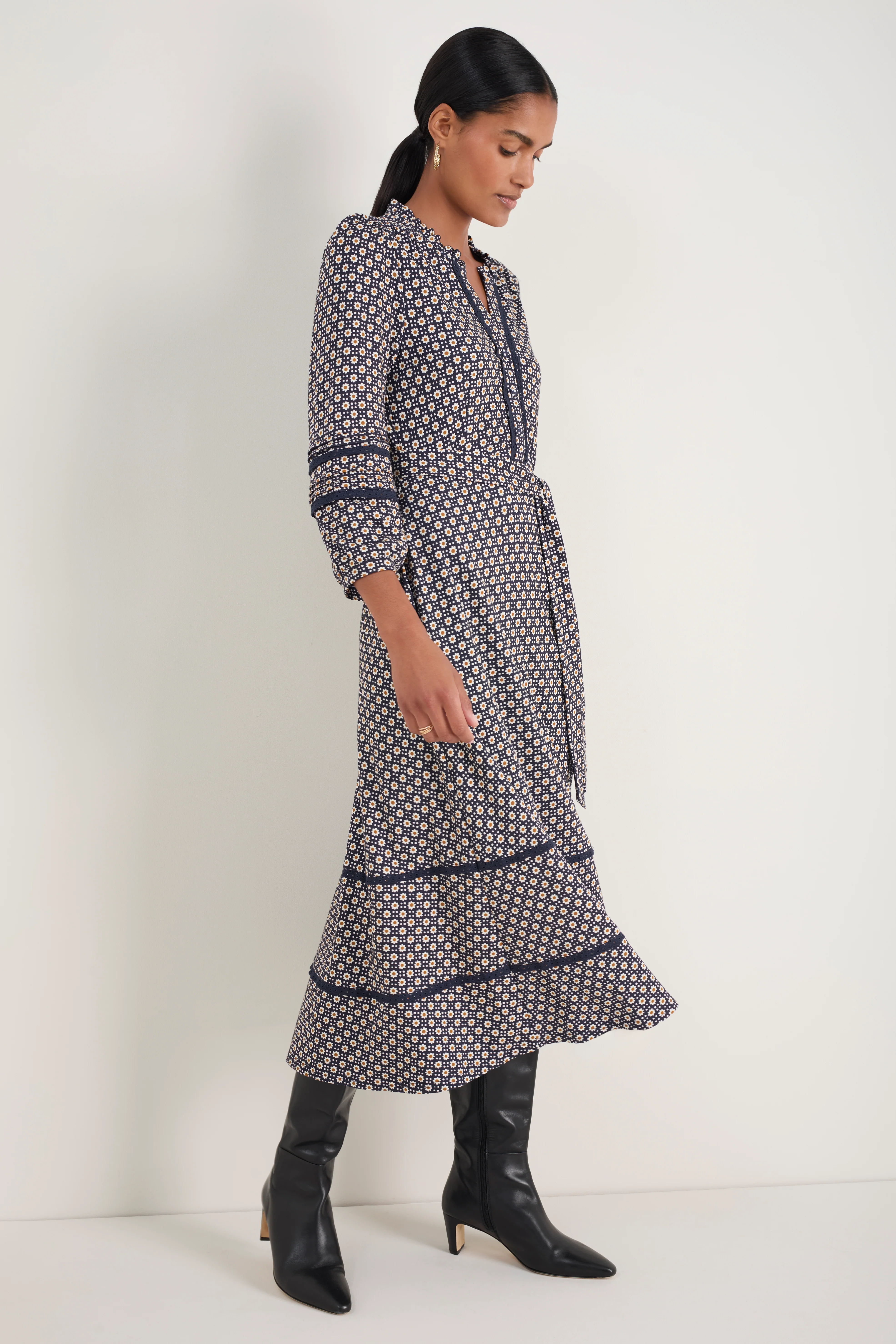 Alina Ponte Dress - Midnight Block Geo - Image 3