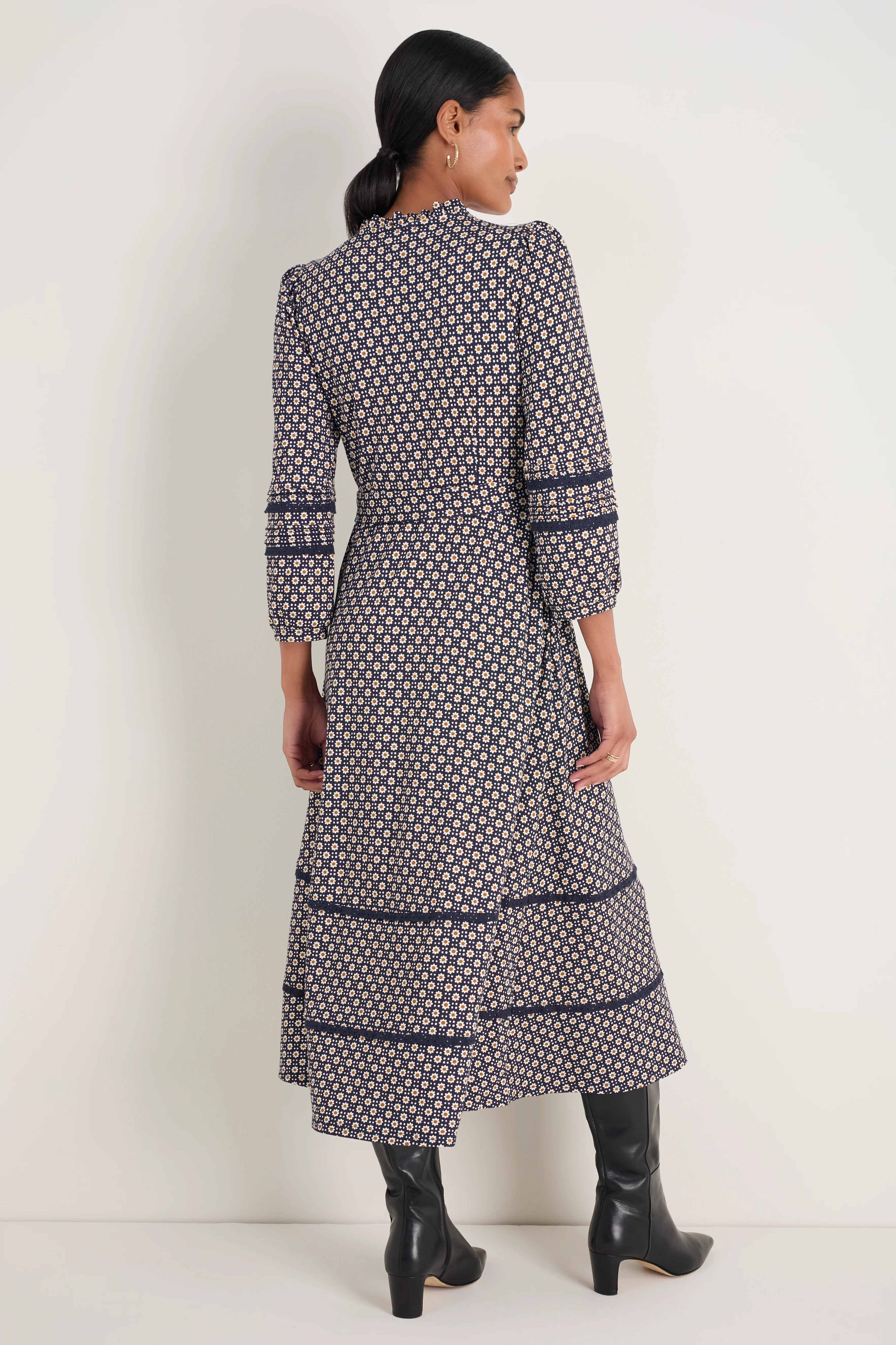 Alina Ponte Dress - Midnight Block Geo - Image 4