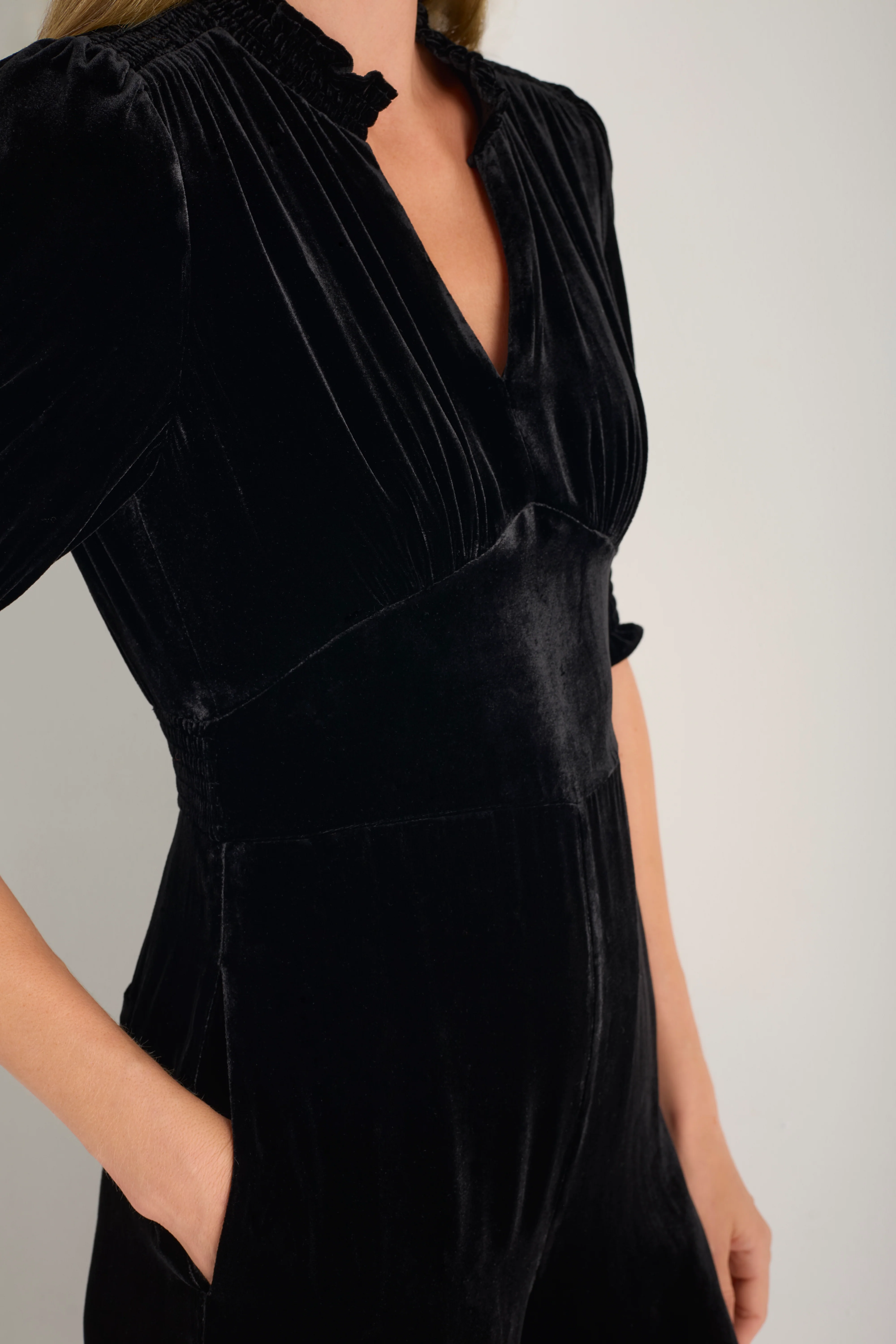 Alina Silk Velvet Jumpsuit - Black - Image 2