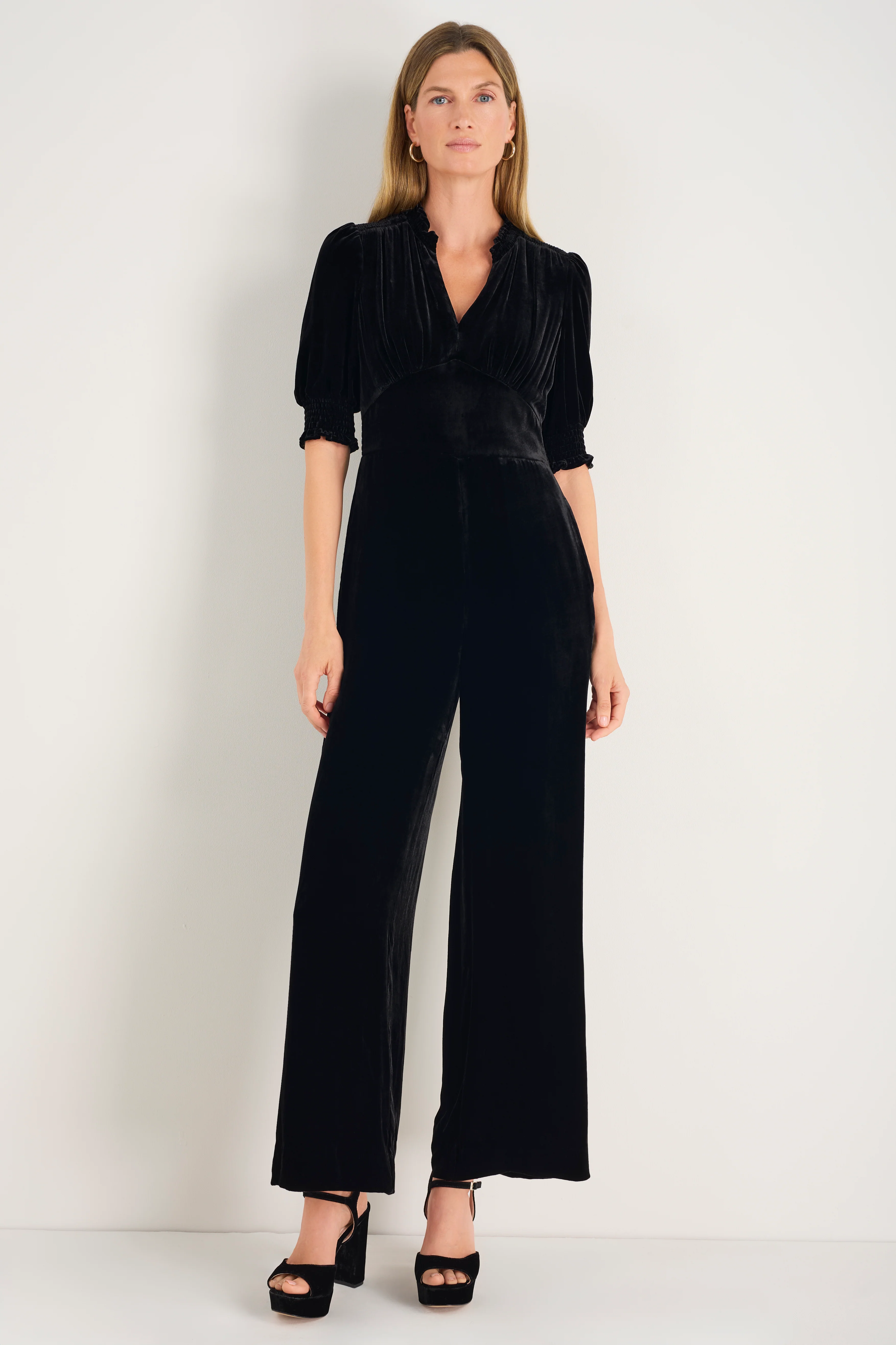 Alina Silk Velvet Jumpsuit - Black - Image 3