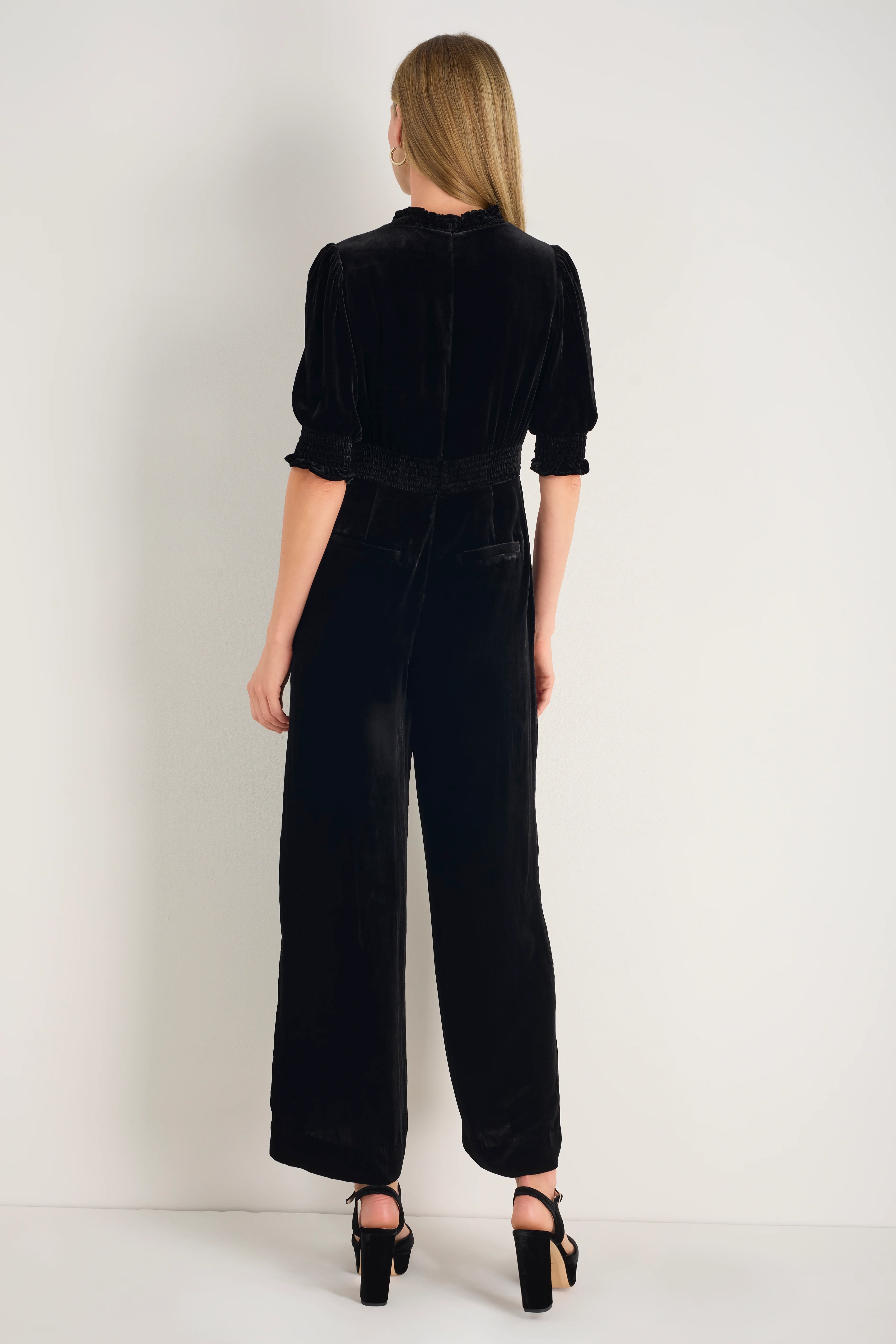 Alina Silk Velvet Jumpsuit - Black - Image 5