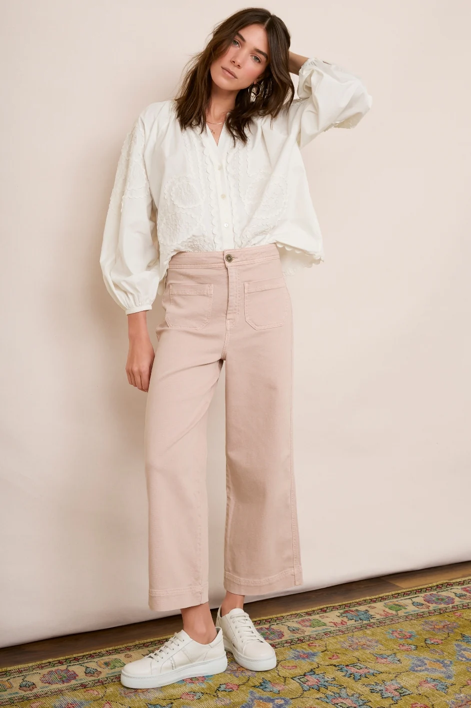 Allie Flare Cropped Jean - Dusky Pink - Image 3