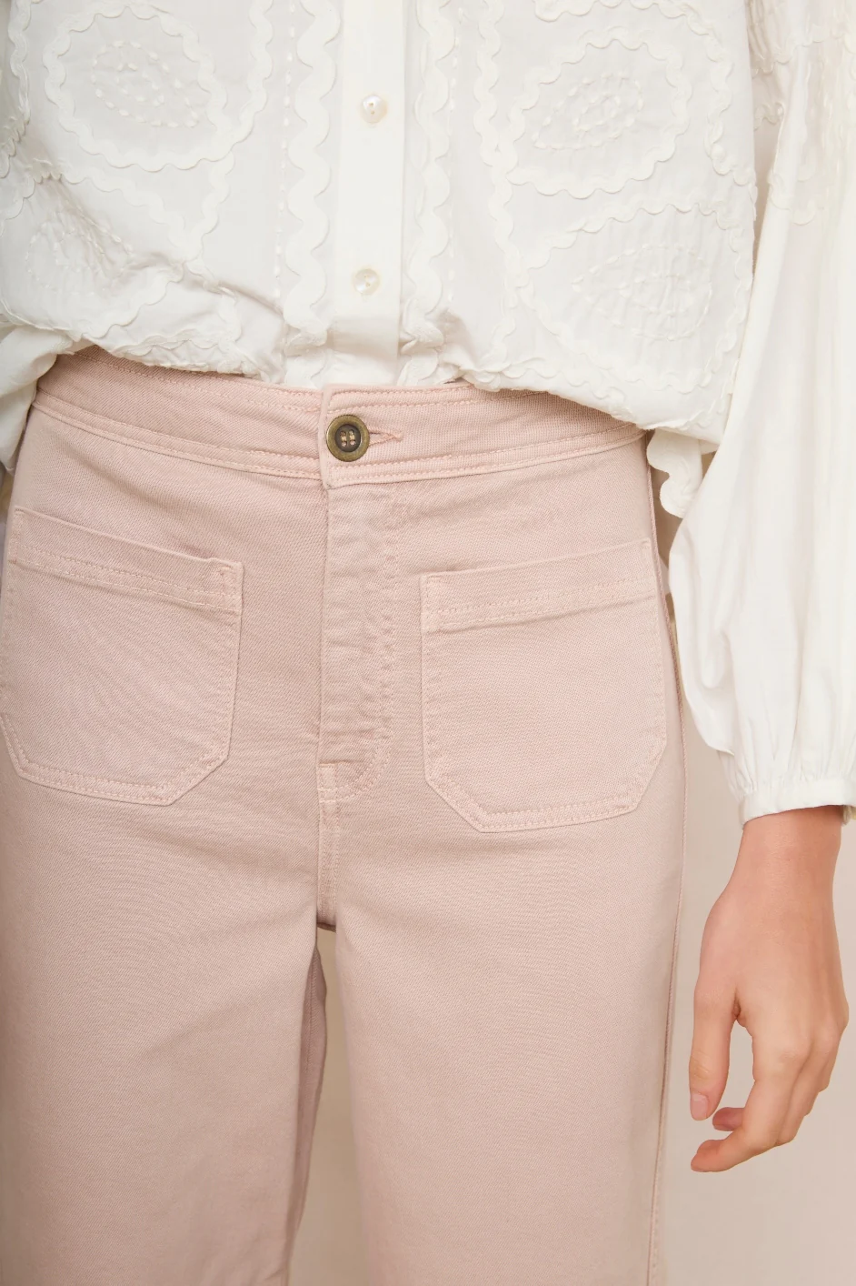 Allie Flare Cropped Jean - Dusky Pink - Image 5