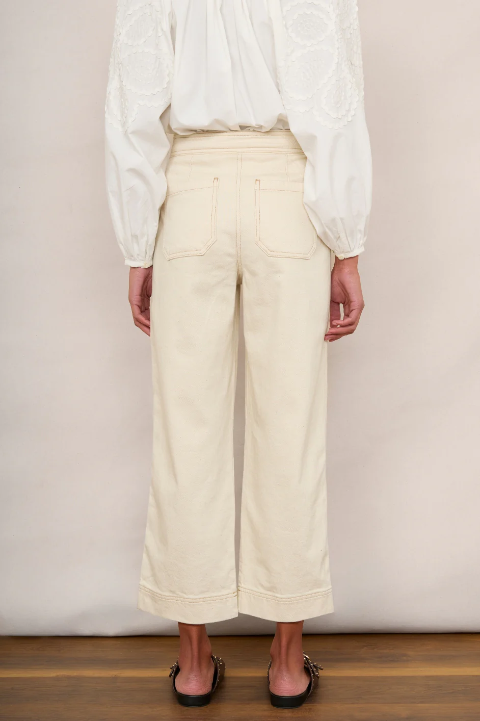 Allie Flare Cropped Jean - Ecru - Image 3