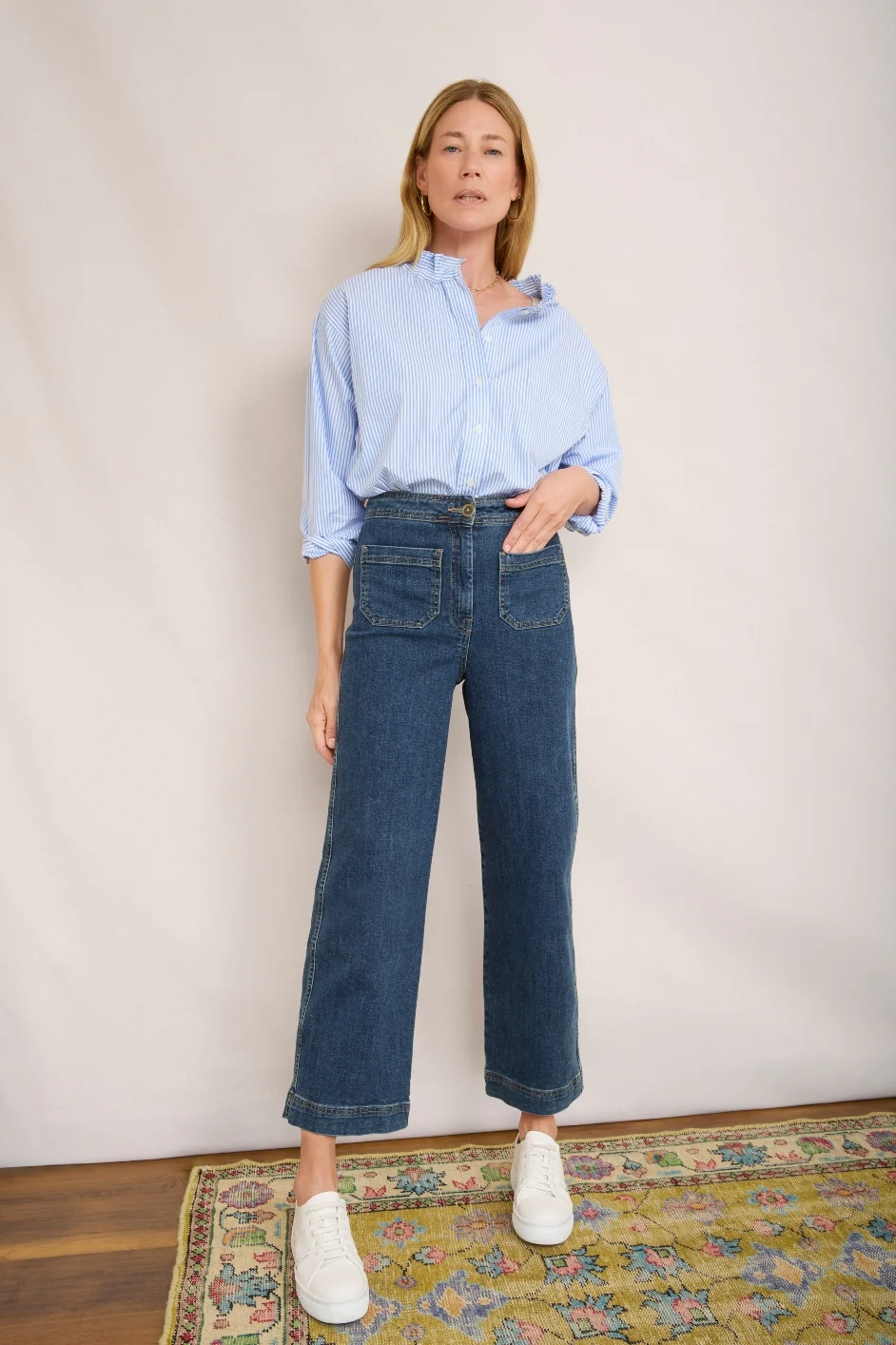 Allie Flare Cropped Jean - Rinse Wash - Image 3