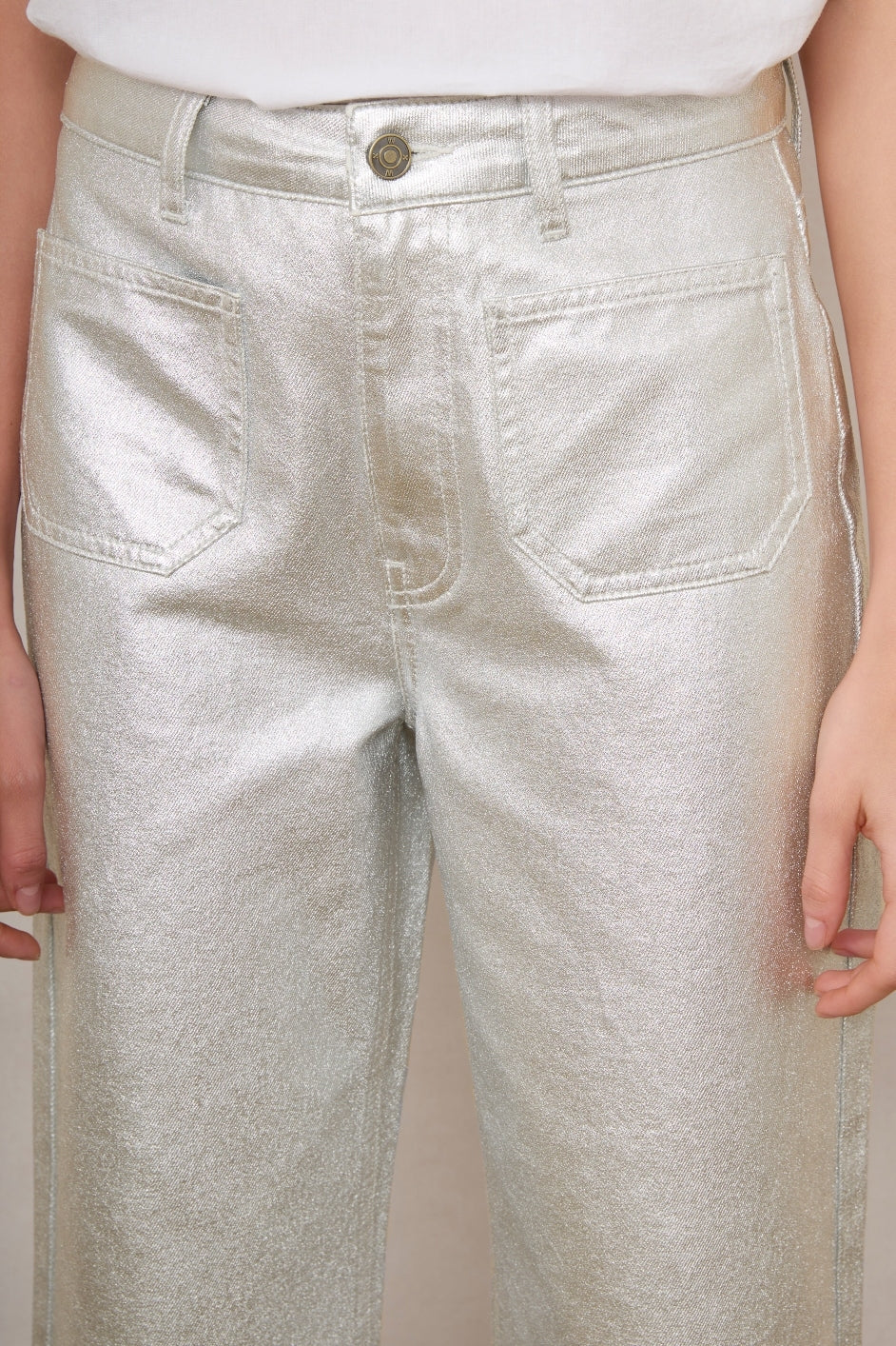 Allie Flare Cropped Jean - Silver - Image 5