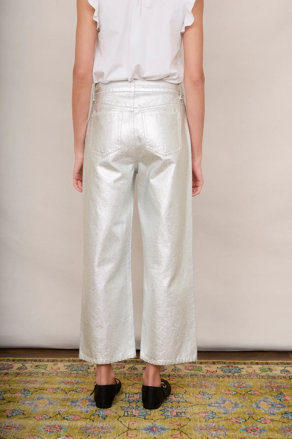 Allie Flare Cropped Jean - Silver - Image 6