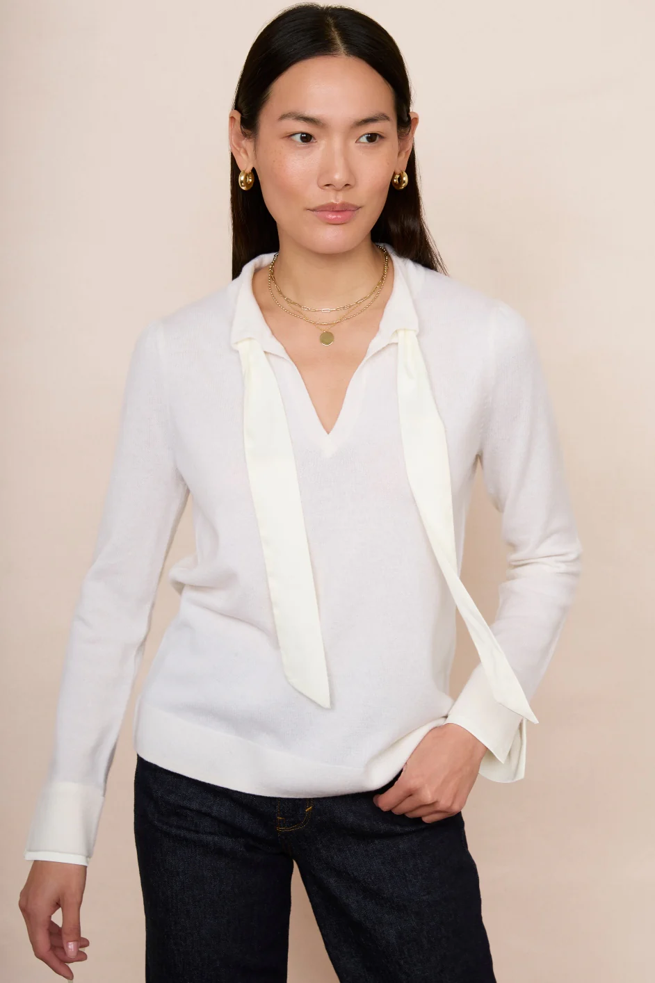 Alora Tie Detail Jumper - Ivory - Image 3