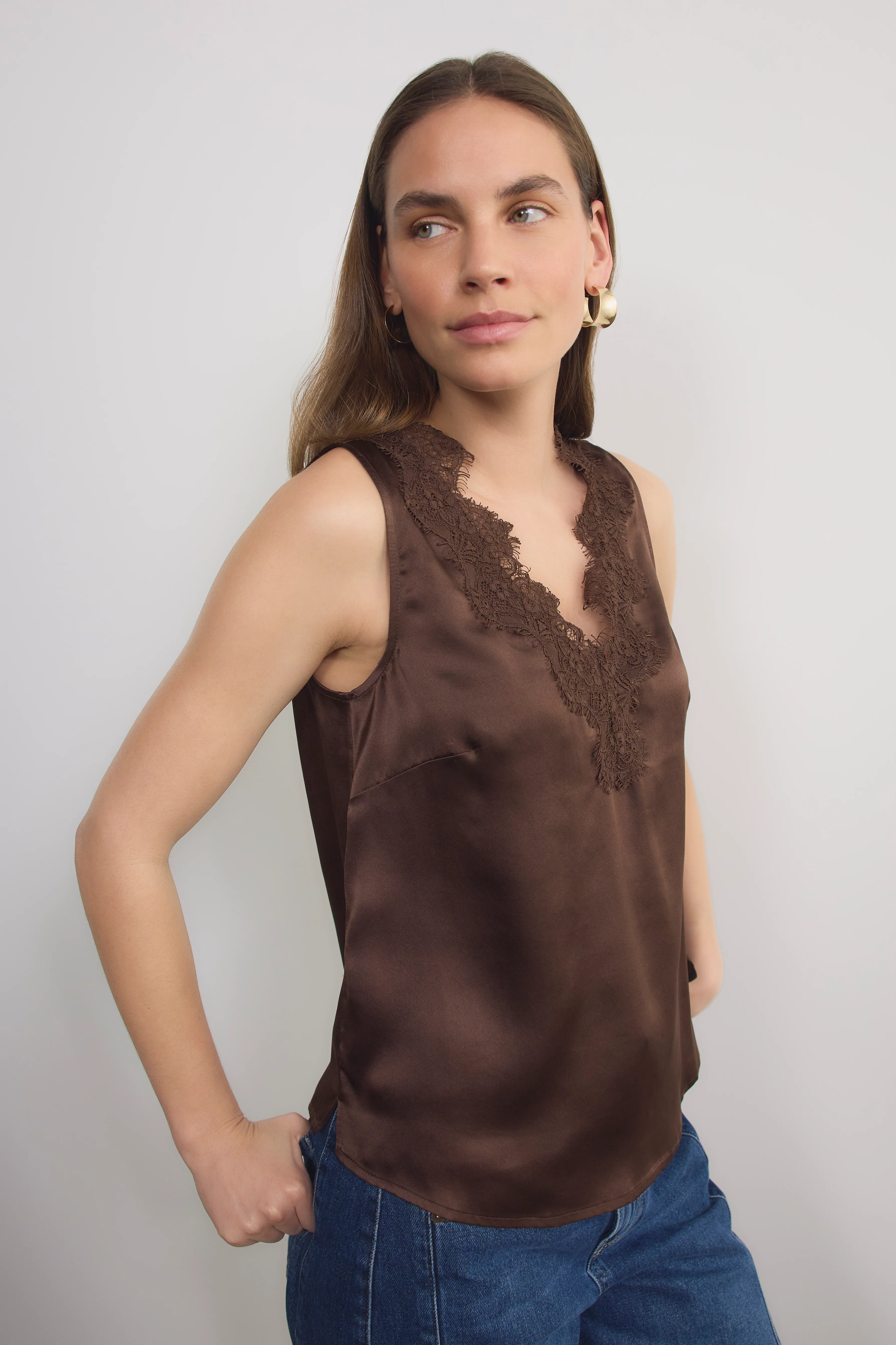 Amelie Silk Top - Warm Cocoa - Image 2