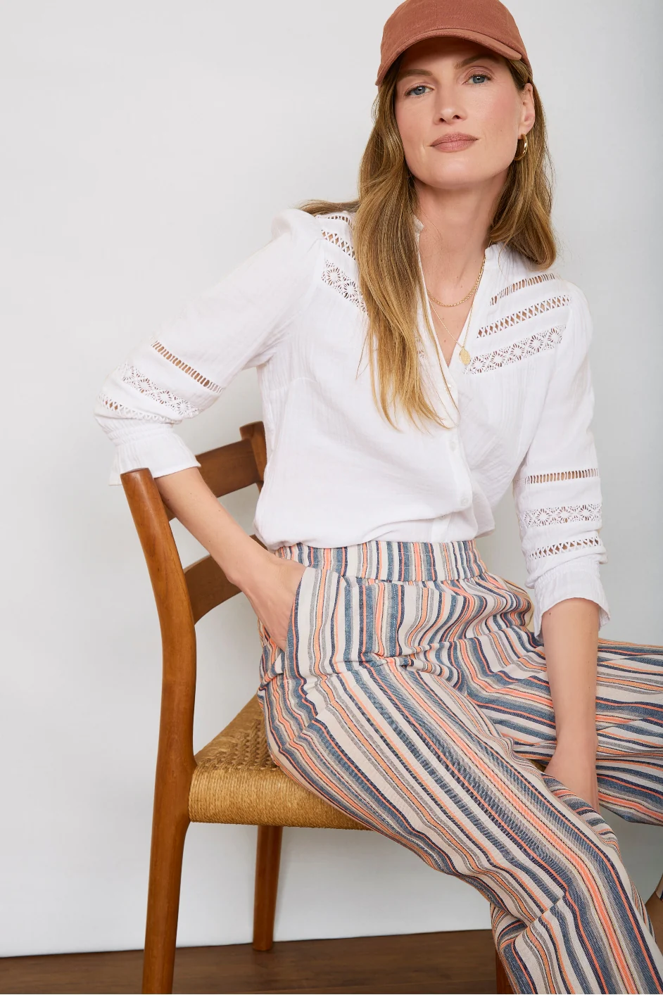 Angeline Cropped Trouser - Multi Stripe - Image 5