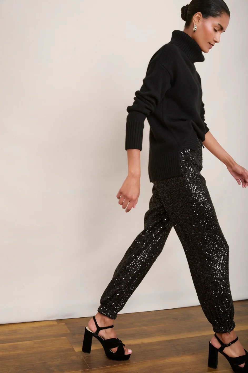Aniyah Sequin Trouser - Black - Image 3