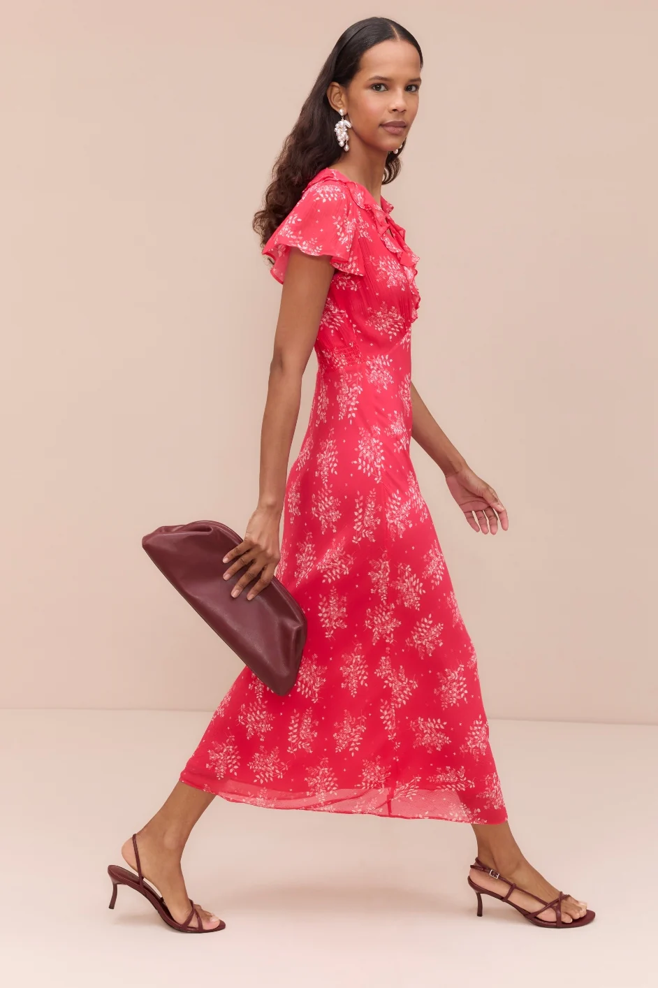 Annabelle Silk Blend Dress - Peony Whimsical Sprig
