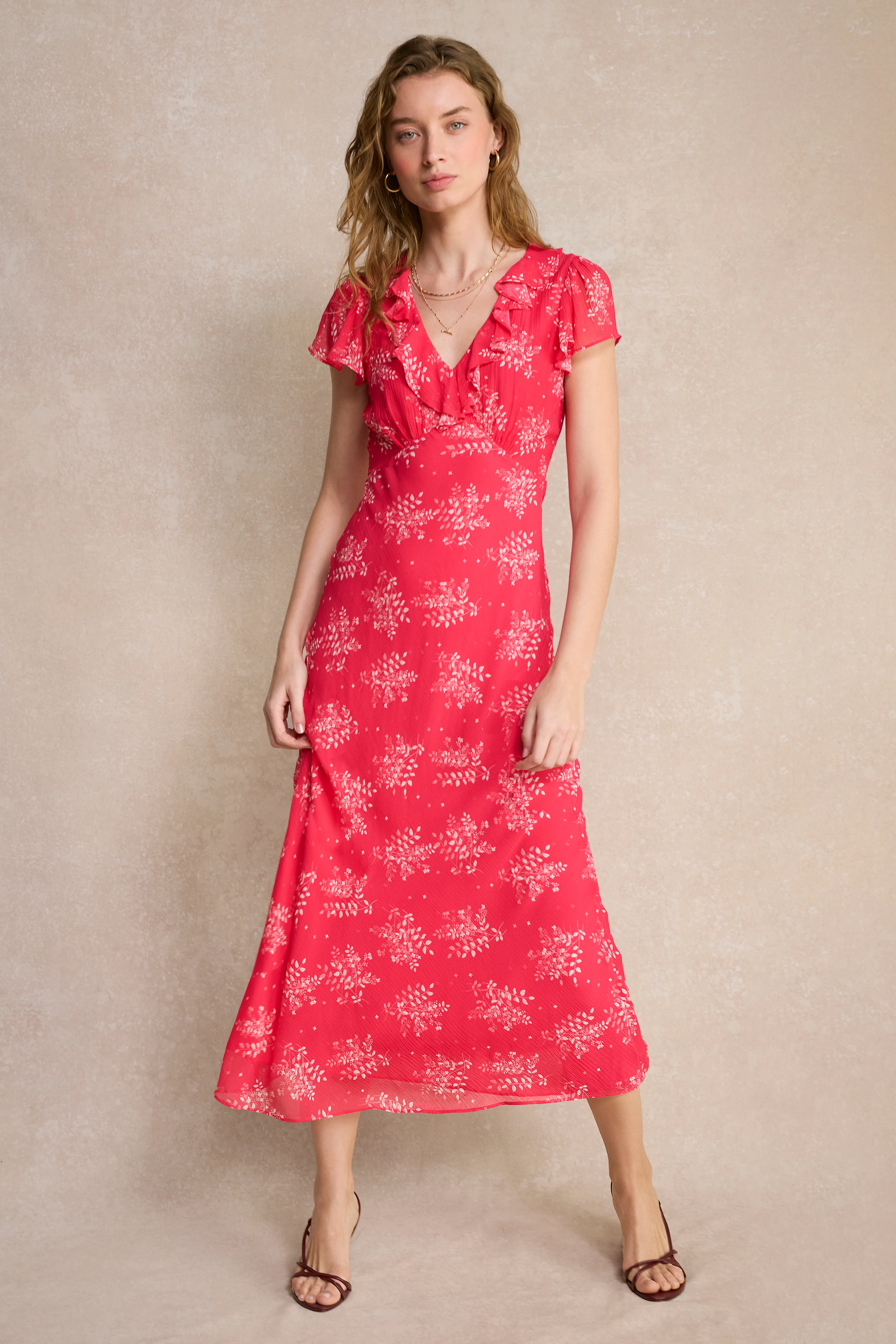 Annabelle Silk Blend Dress - Peony Whimsical Sprig - Image 5