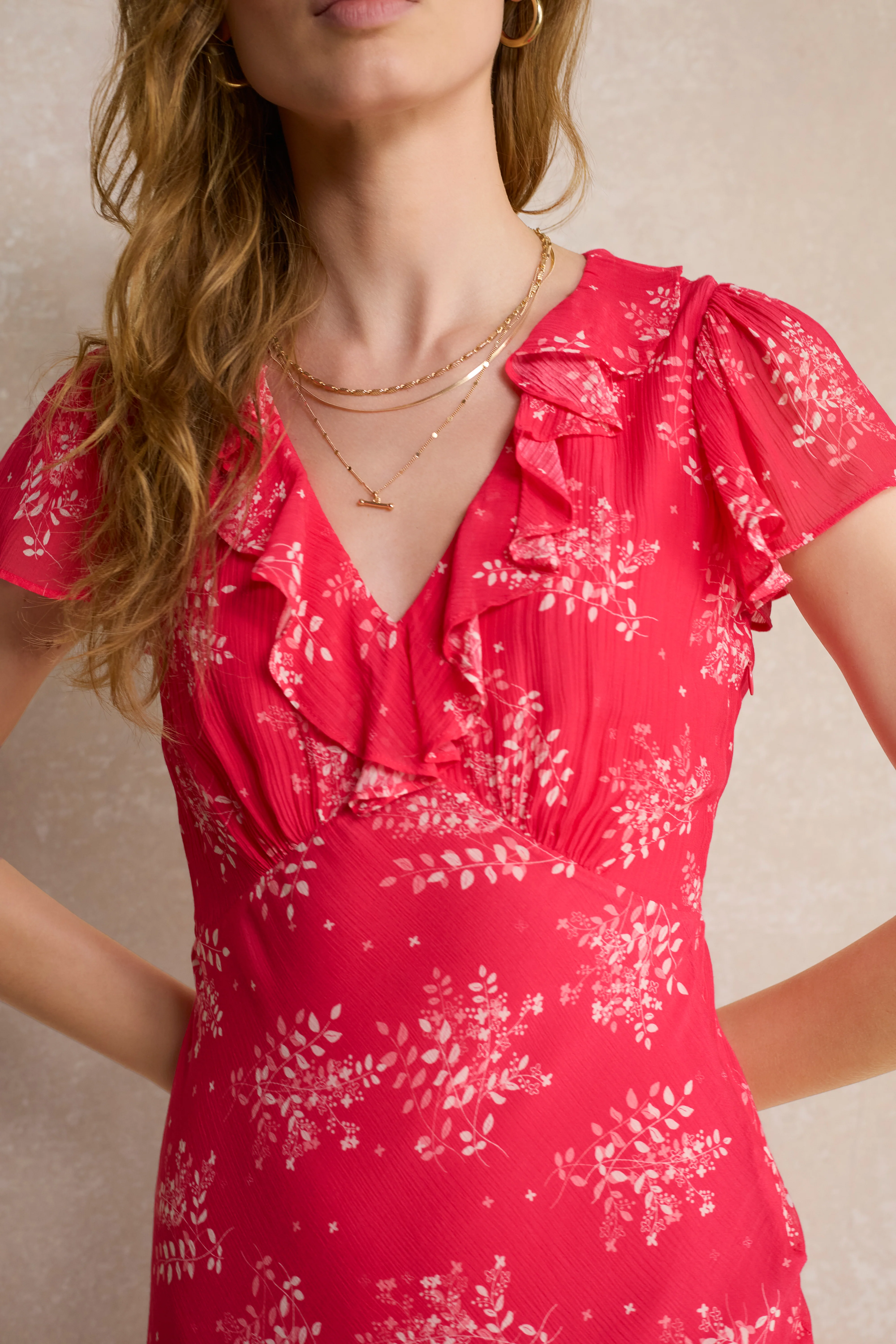 Annabelle Silk Blend Dress - Peony Whimsical Sprig - Image 6