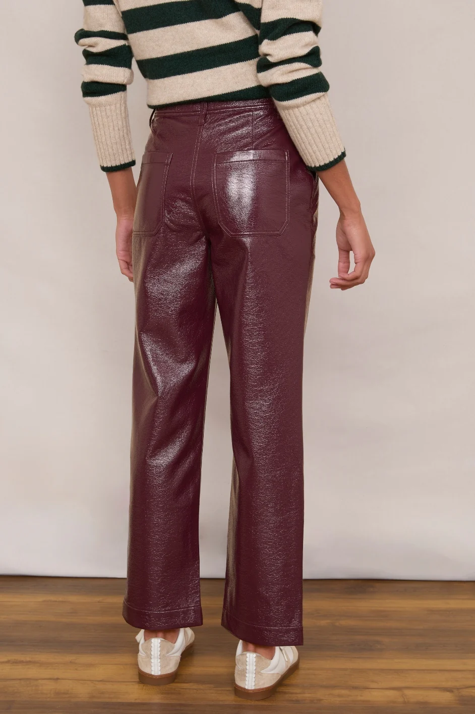 Anne Faux Leather Trouser - Plum Patent - Image 5
