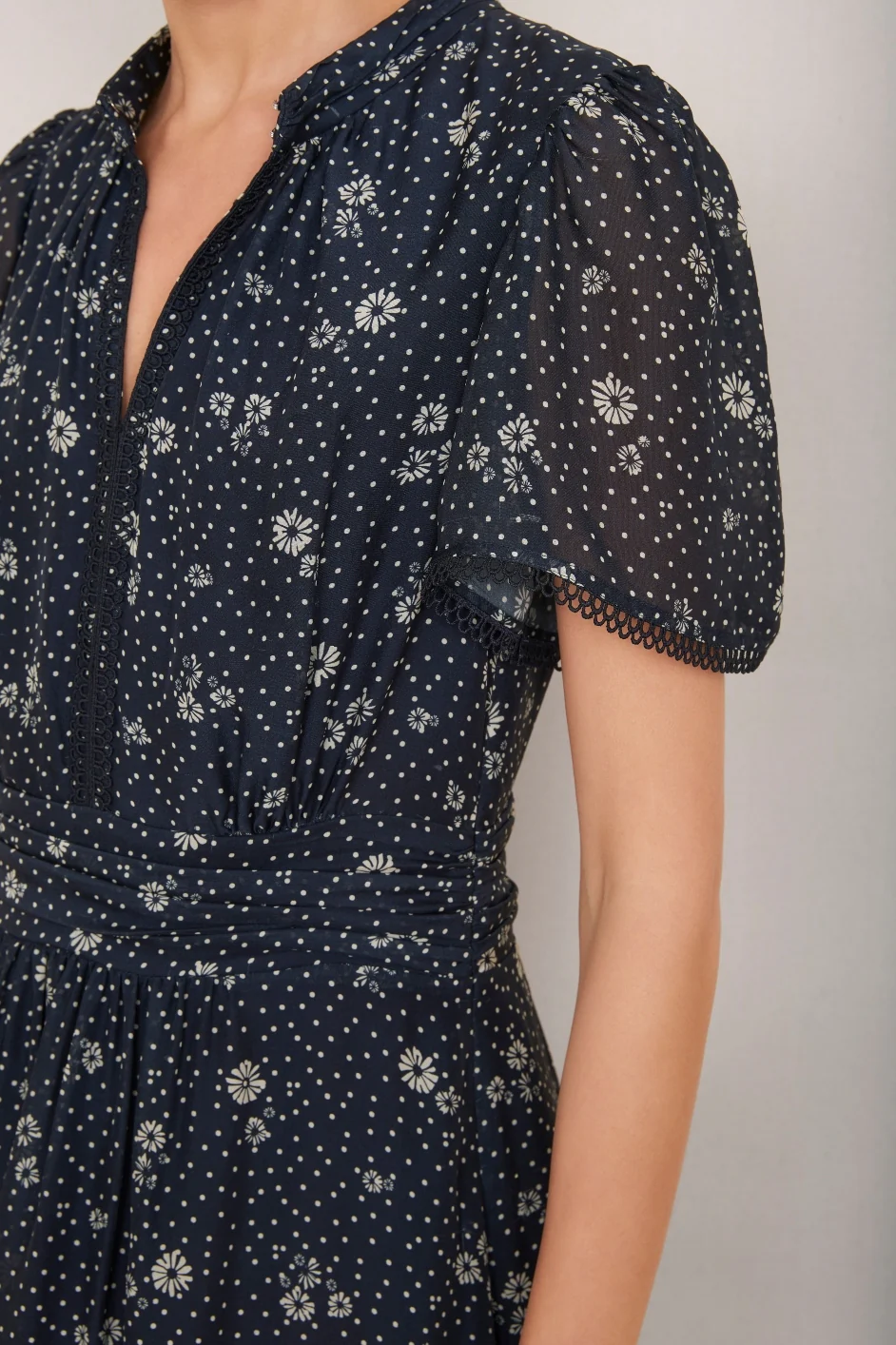 Arabella Silk Dress - Navy Ditsy Floral - Image 4