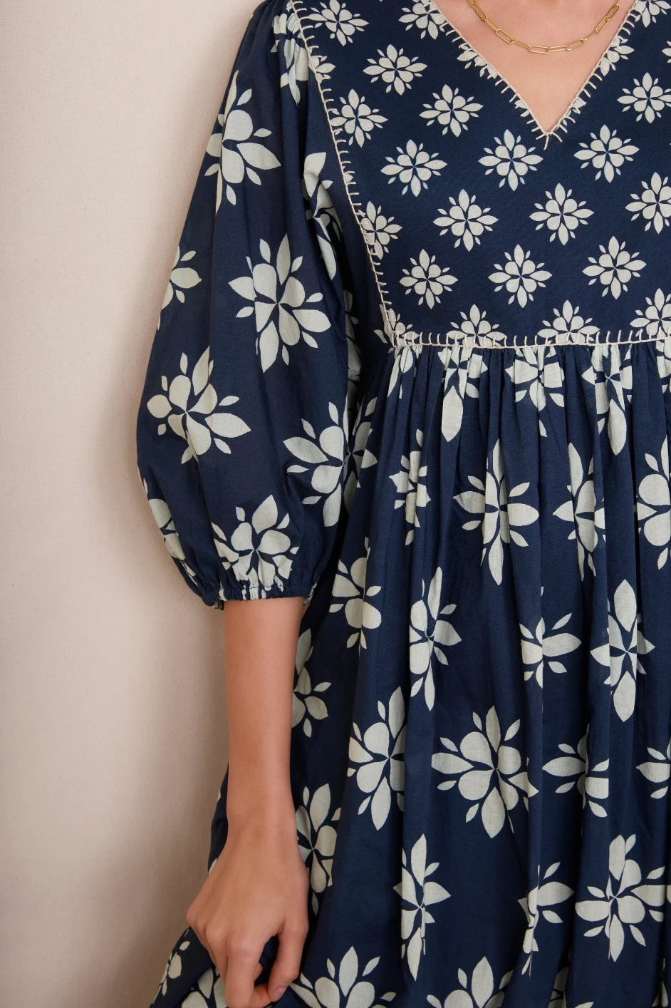 Asley Geo Dress - Blue/Ivory - Image 2
