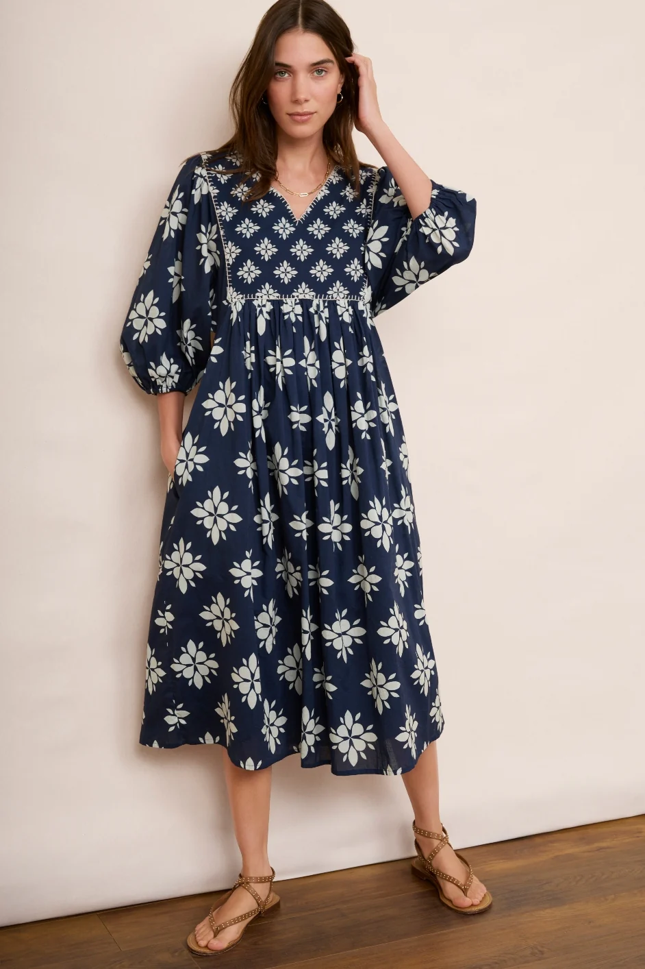 Asley Geo Dress - Blue/Ivory - Image 3