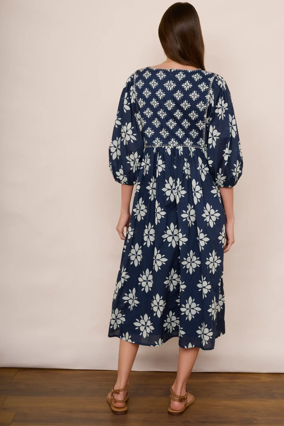 Asley Geo Dress - Blue/Ivory - Image 4