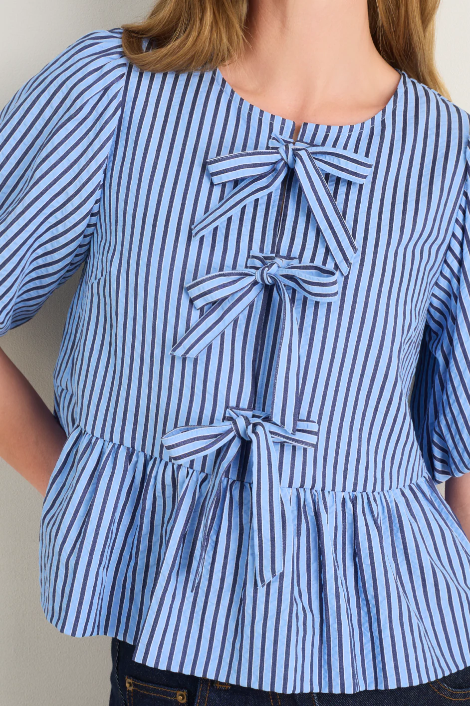 Astrid Top - Blue Stripe - Image 2