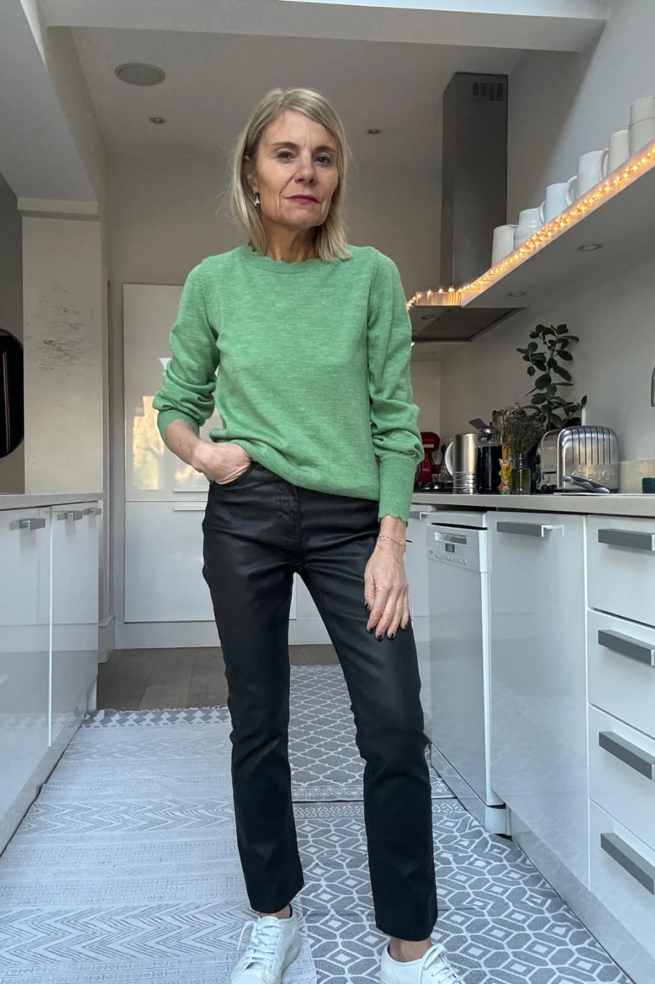 Audrey Coated Jean - Bottle Green - Image 6