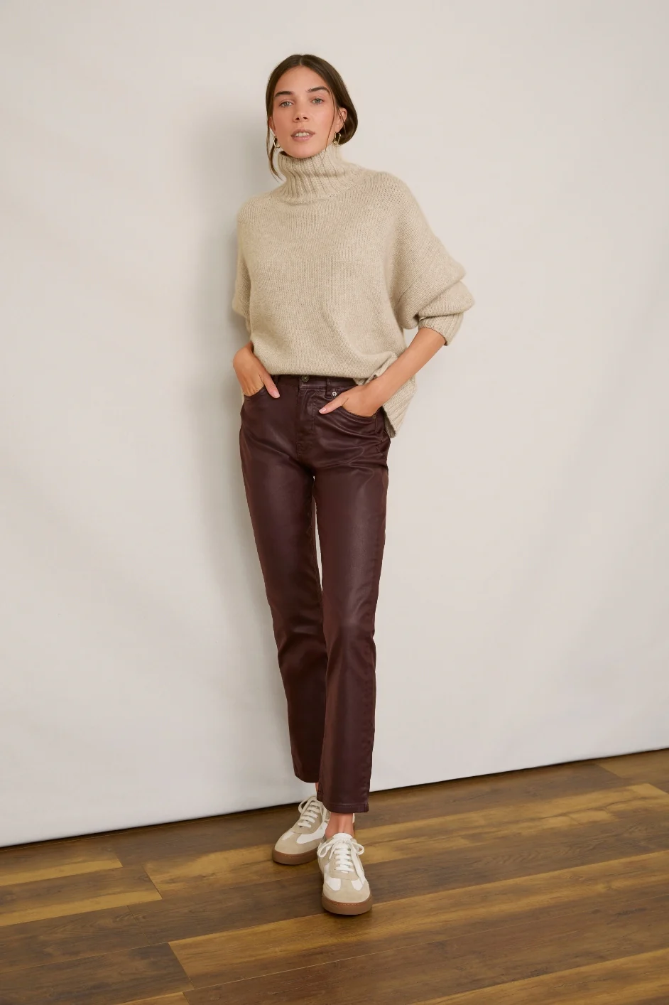 Audrey Coated Jean - Plum - Image 2