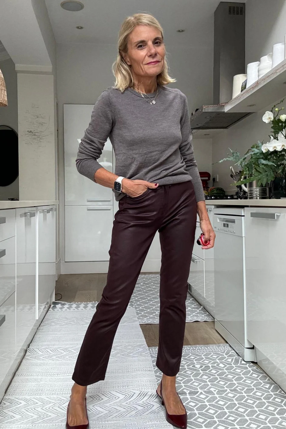 Audrey Coated Jean - Plum - Image 5