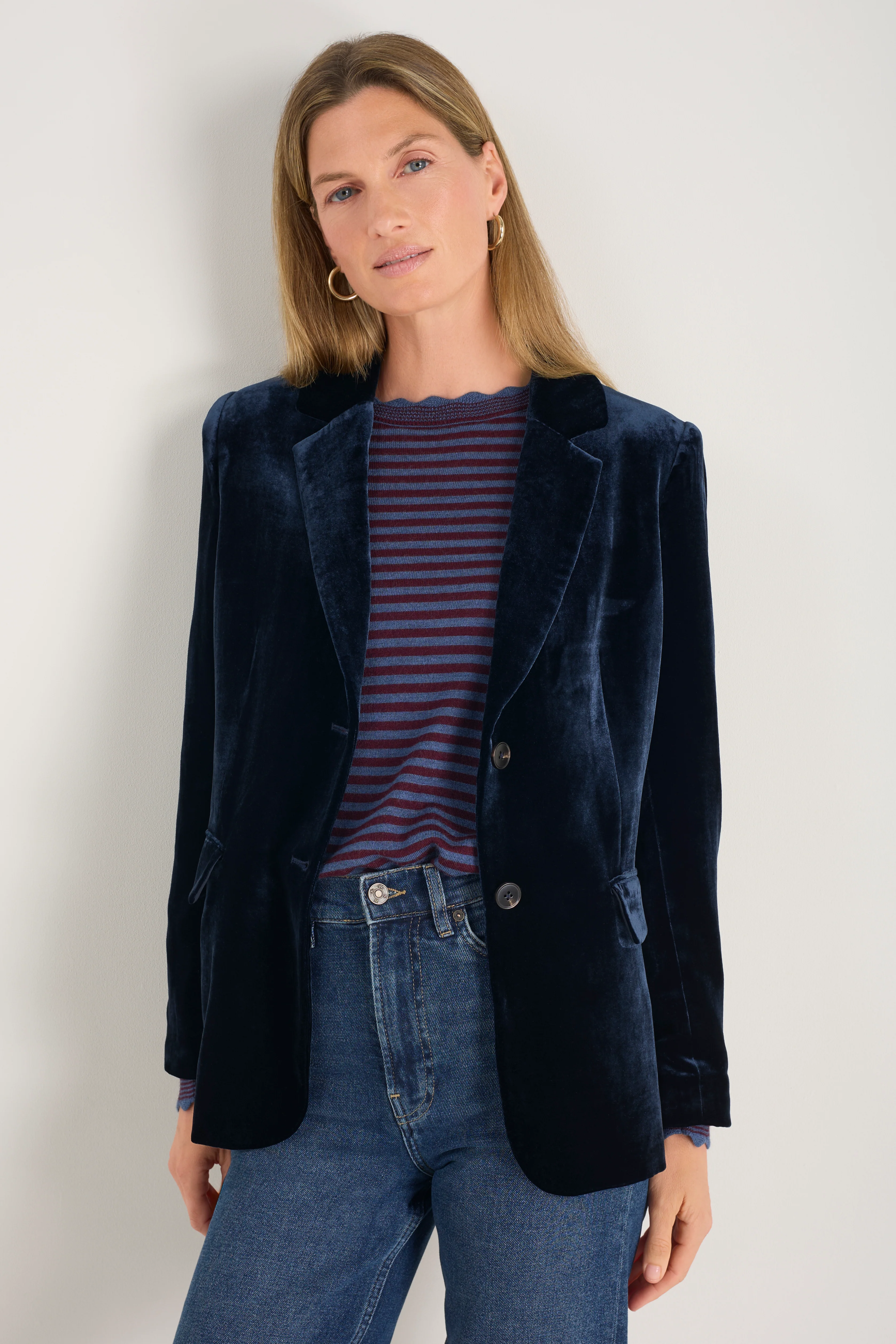 Aurora Silk Velvet Jacket - Midnight - Image 3
