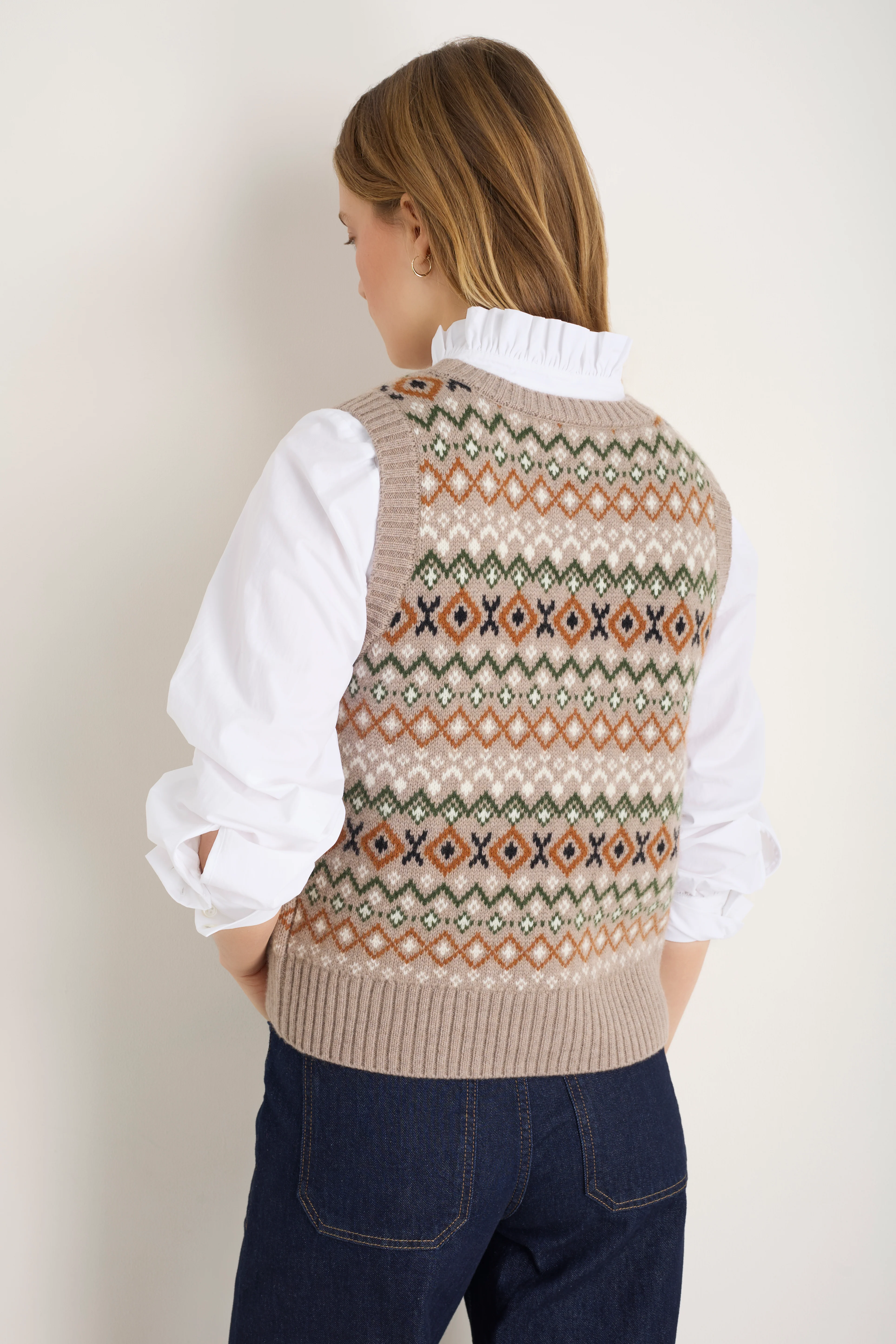 Beau Fairisle Tank - Oat Fairisle - Image 3