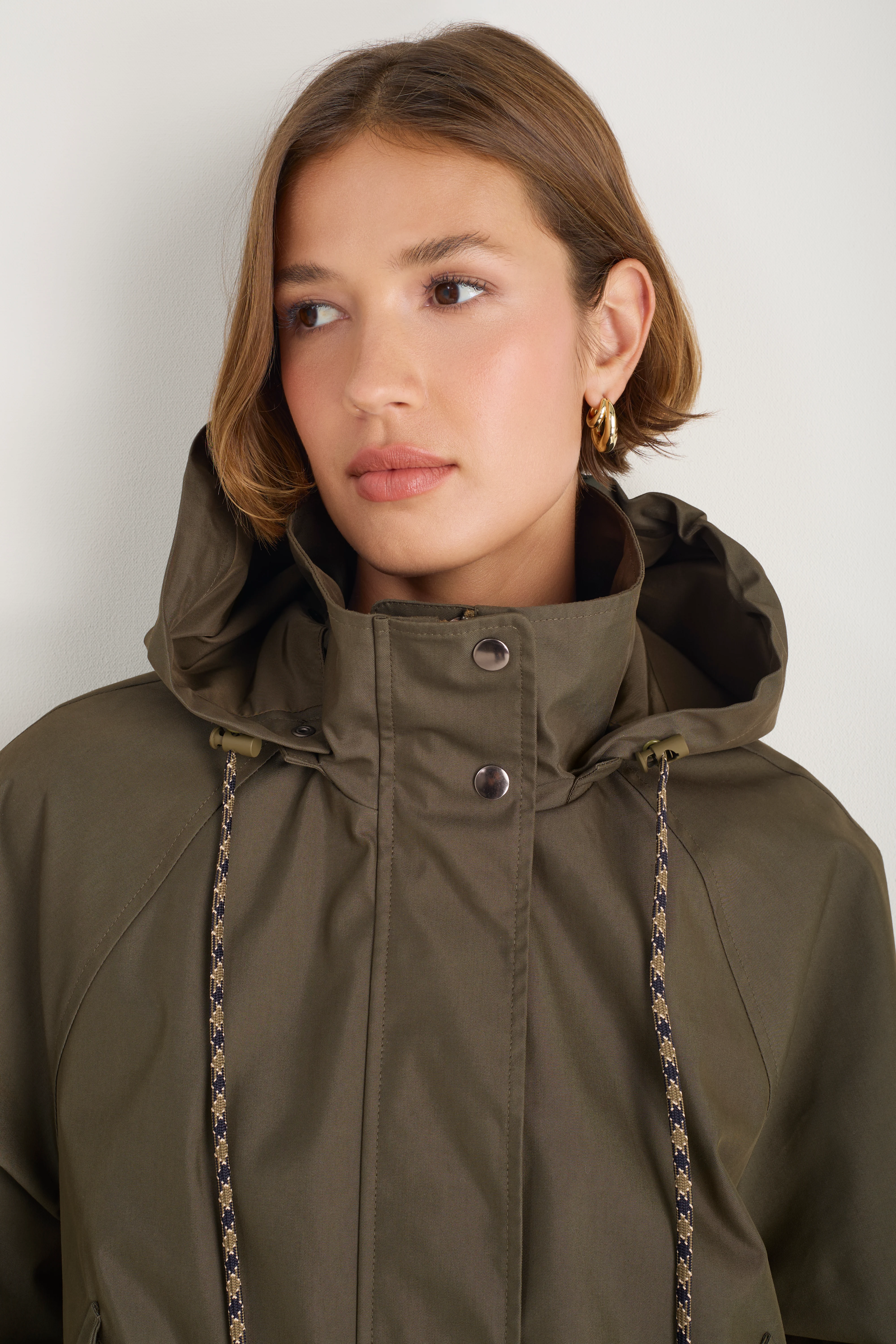 Billie Funnel Hooded Bomber Jacket - Soft Khaki - Image 4