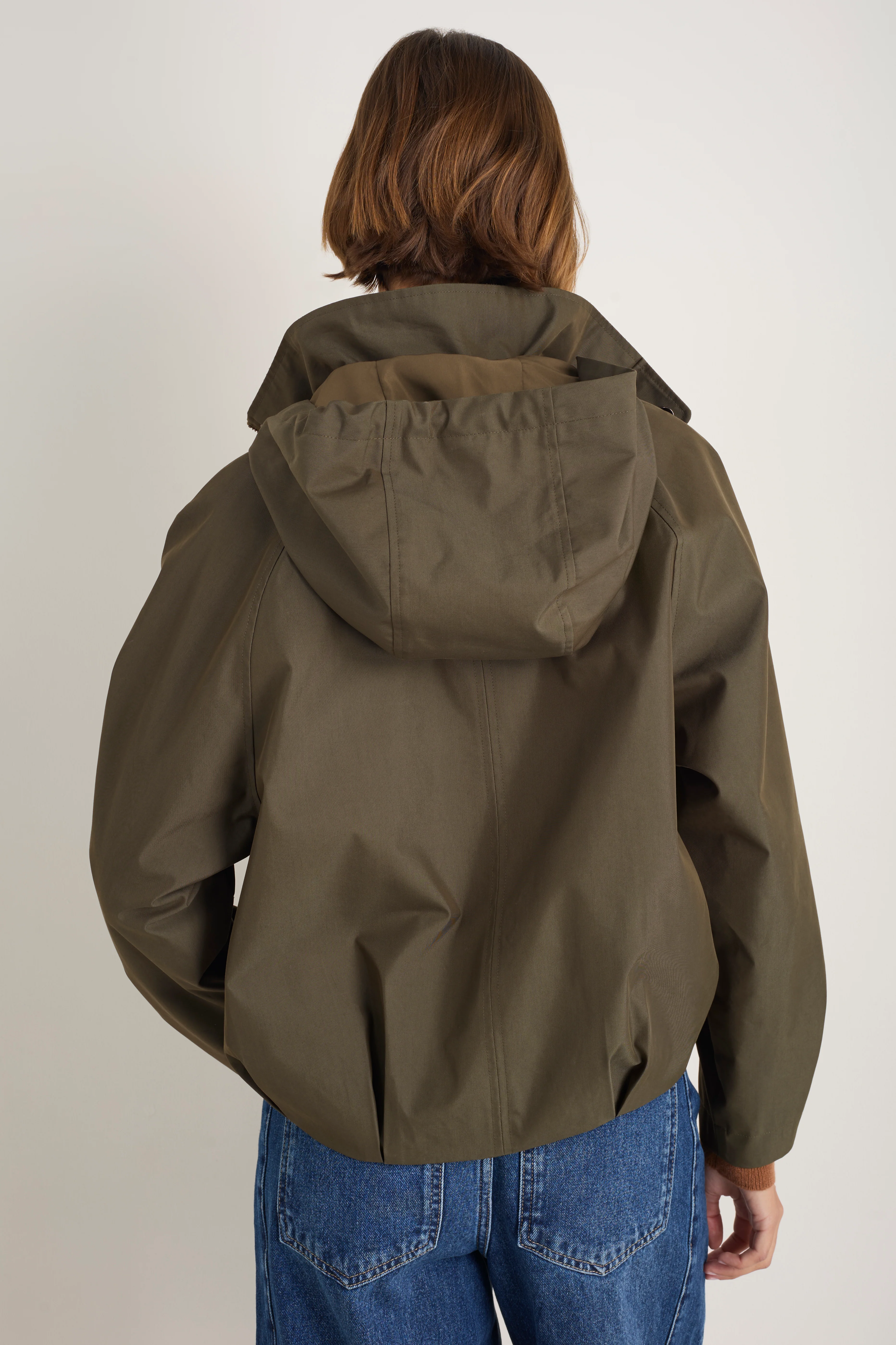 Billie Funnel Hooded Bomber Jacket - Soft Khaki - Image 5