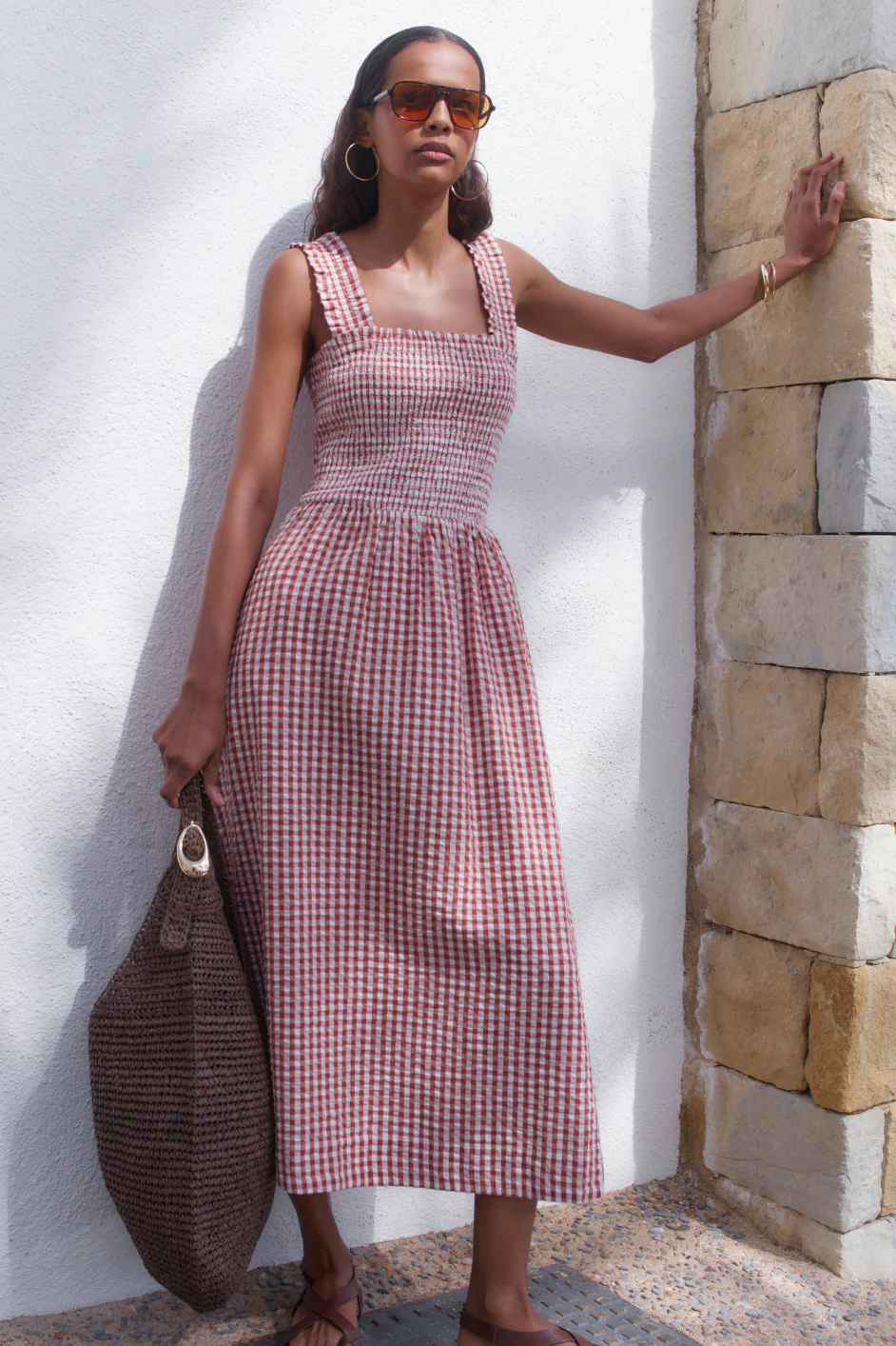 Bliss Dress - Cinnamon Red/Ivory Gingham - Image 3