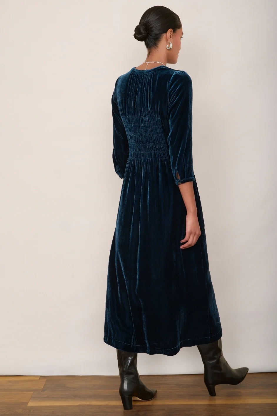 Bree Silk Blend Velvet Dress - Teal - Image 2