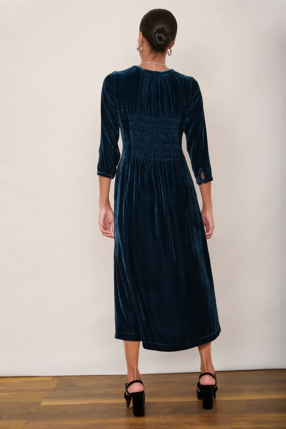 Bree Silk Blend Velvet Dress - Teal - Image 4