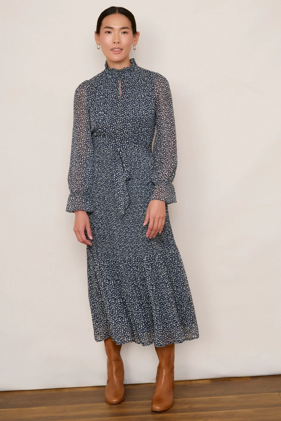 Brianna Dress - Mini Leopard Navy Ecru - Image 3