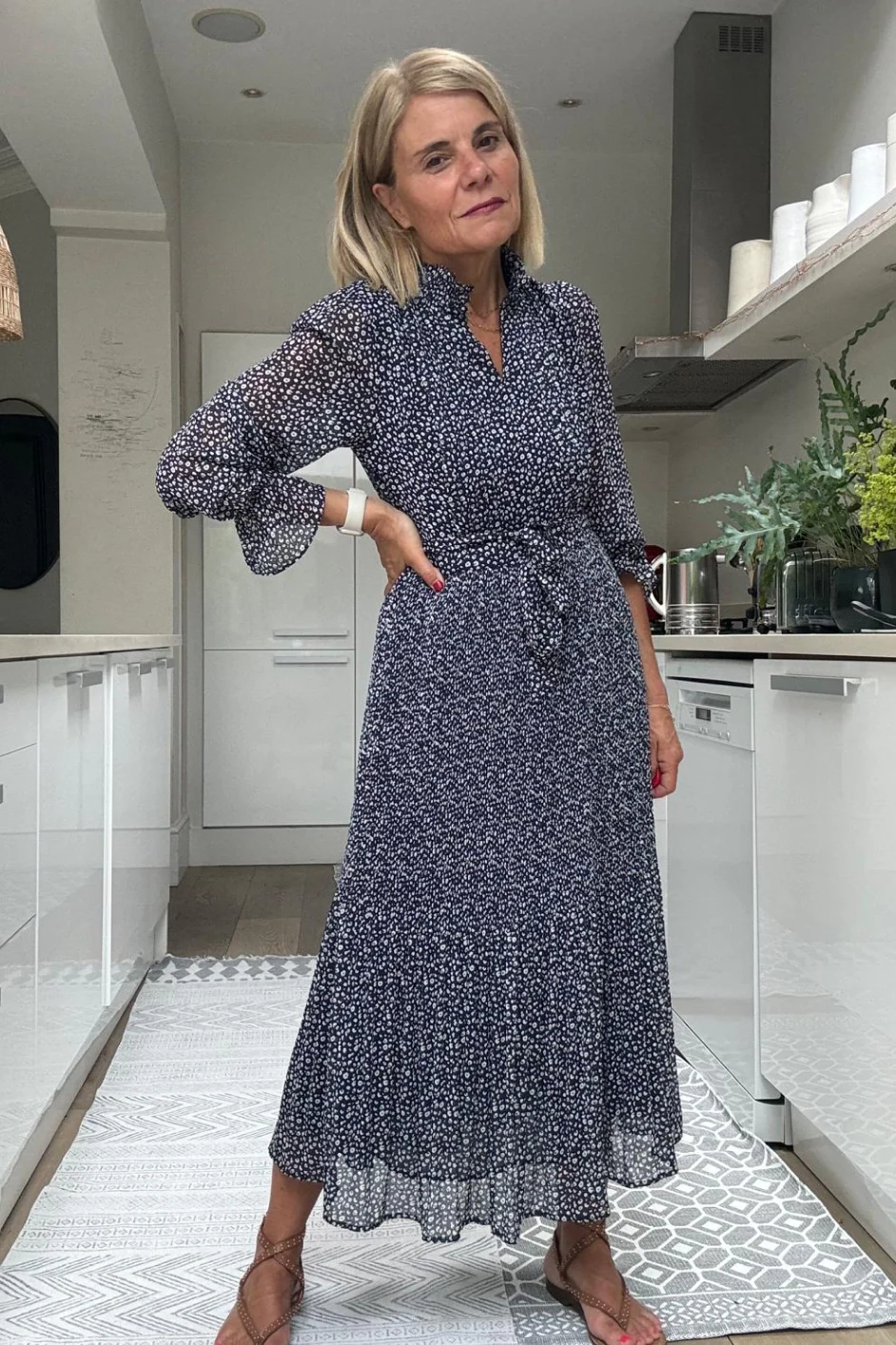 Brianna Dress - Mini Leopard Navy Ecru - Image 6