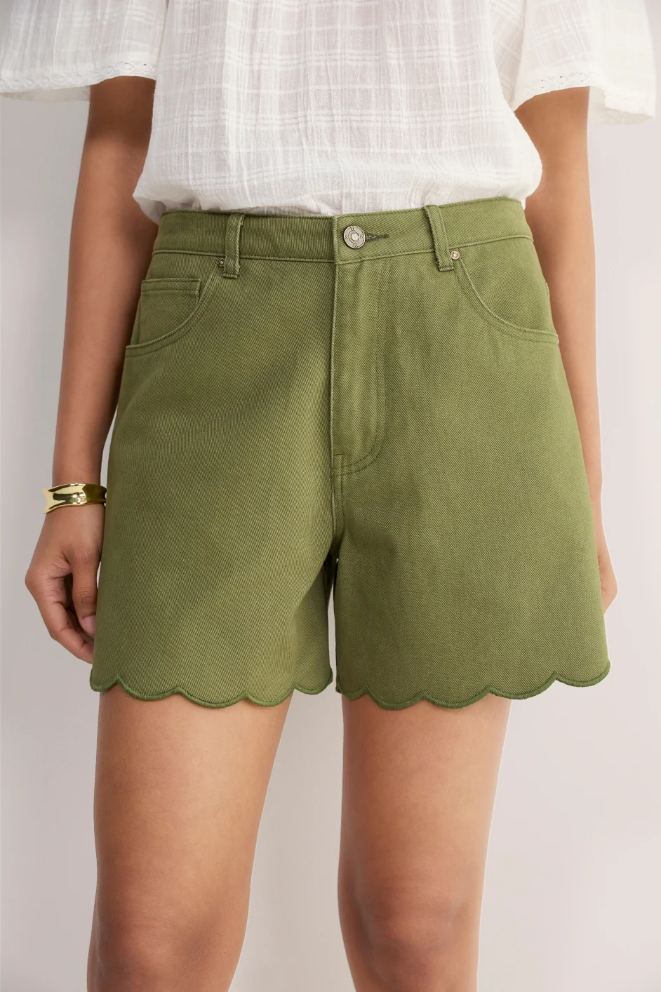 Brielle Long Soft Scallop Short - Olive - Image 2