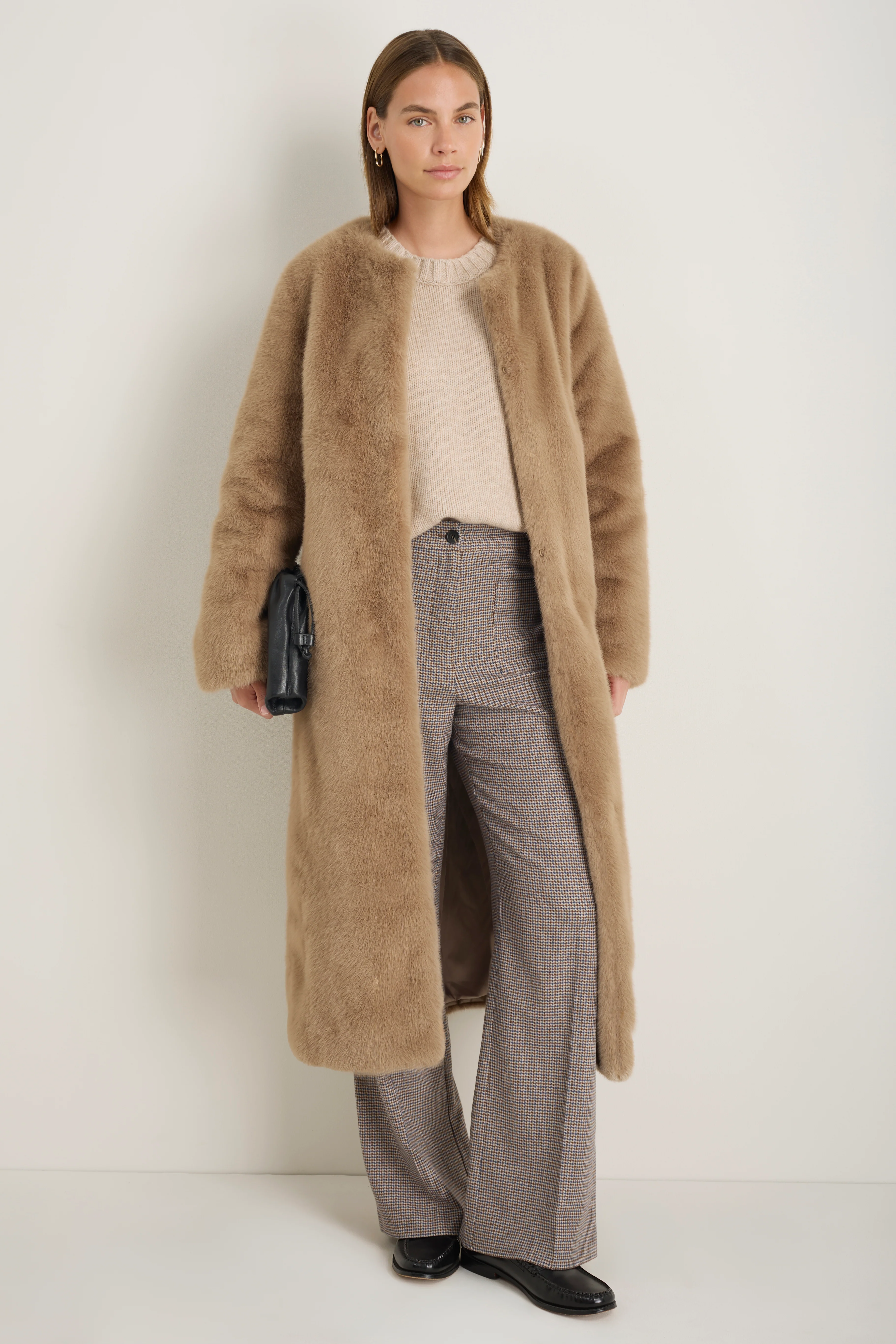 Cameron Long Length Faux Fur Coat - Mink - Image 3
