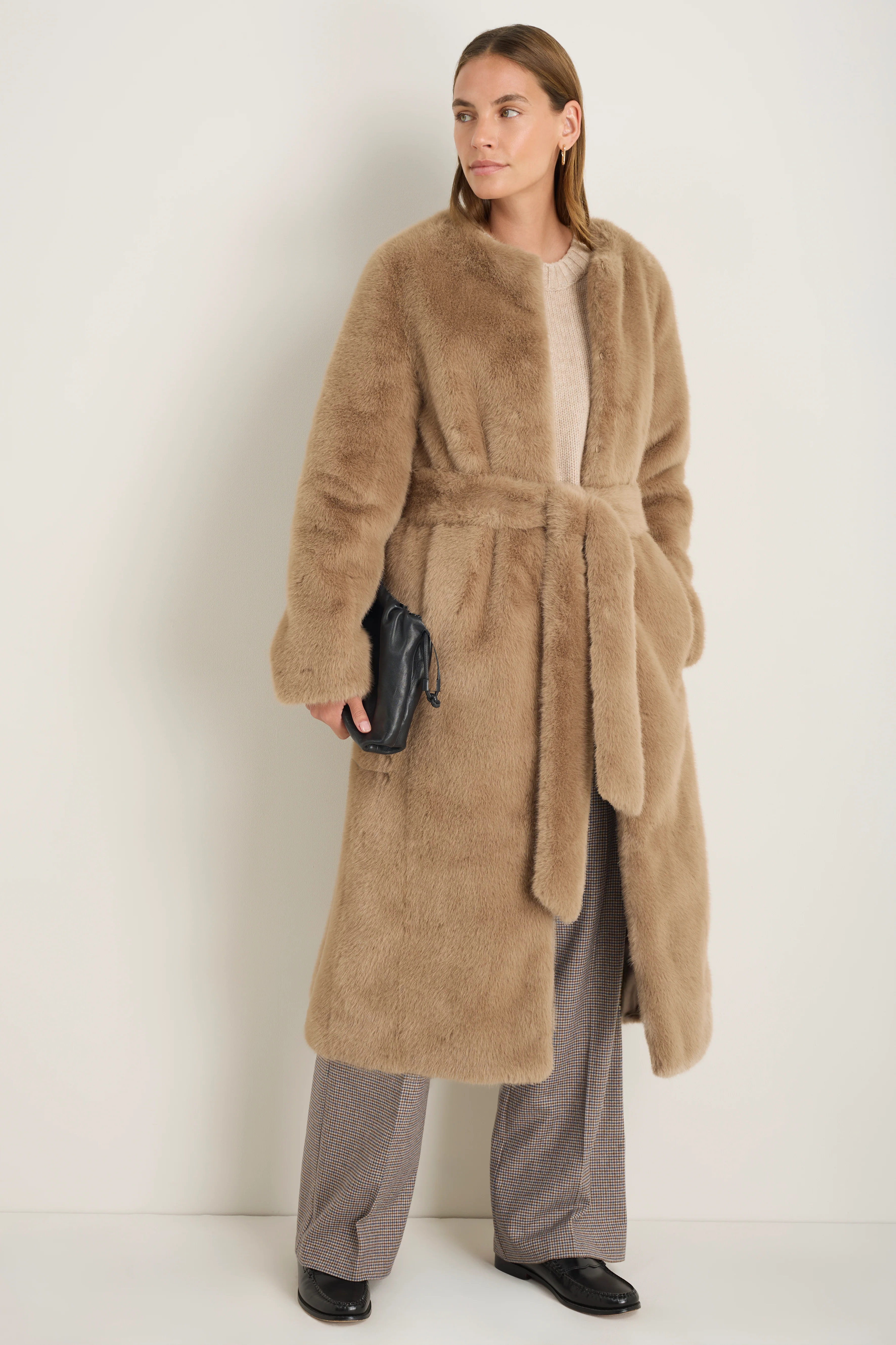Cameron Long Length Faux Fur Coat - Mink - Image 4