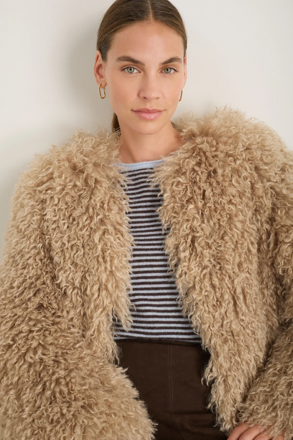 Cameron Shaggy Faux Fur Jacket - Oyster - Image 2