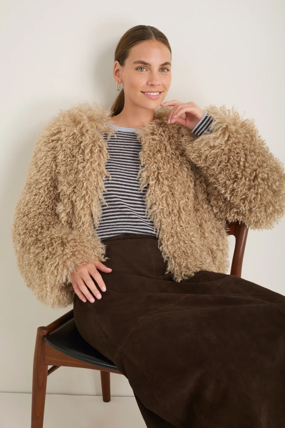 Cameron Shaggy Faux Fur Jacket - Oyster - Image 3