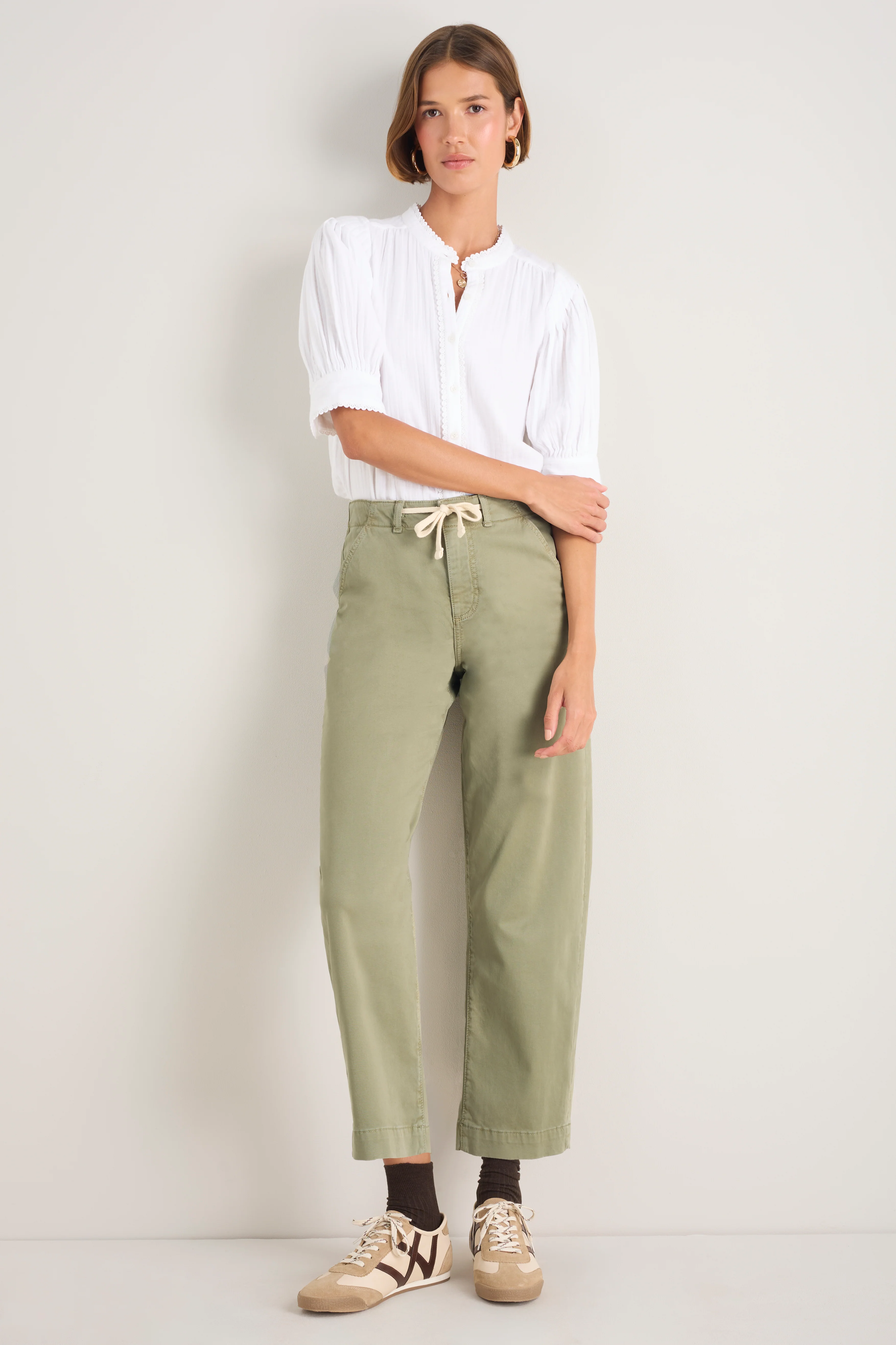 Camille Tie Horseshoe Trouser - Eucalyptus - Image 4